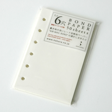 KAKURA/ミニ6穴 BOND PAPER 50SHEET