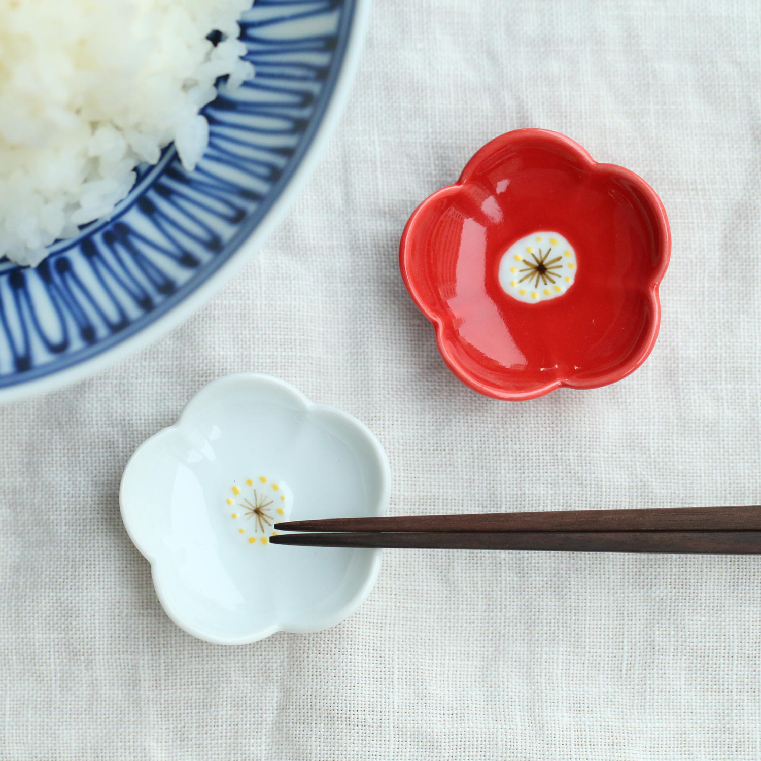 京千/紅白小花の箸置きセット