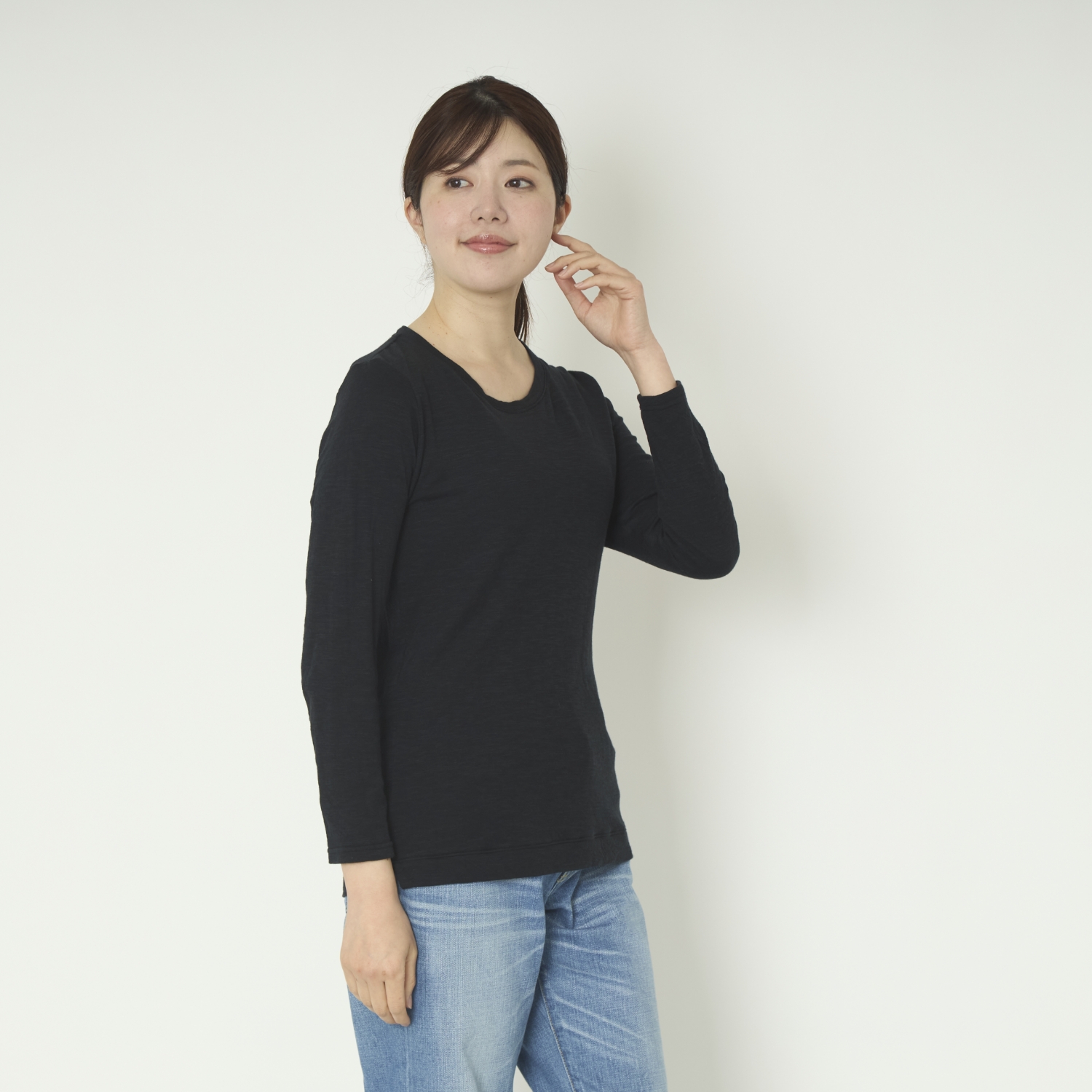 ao/なめらか天竺8分袖Tシャツ