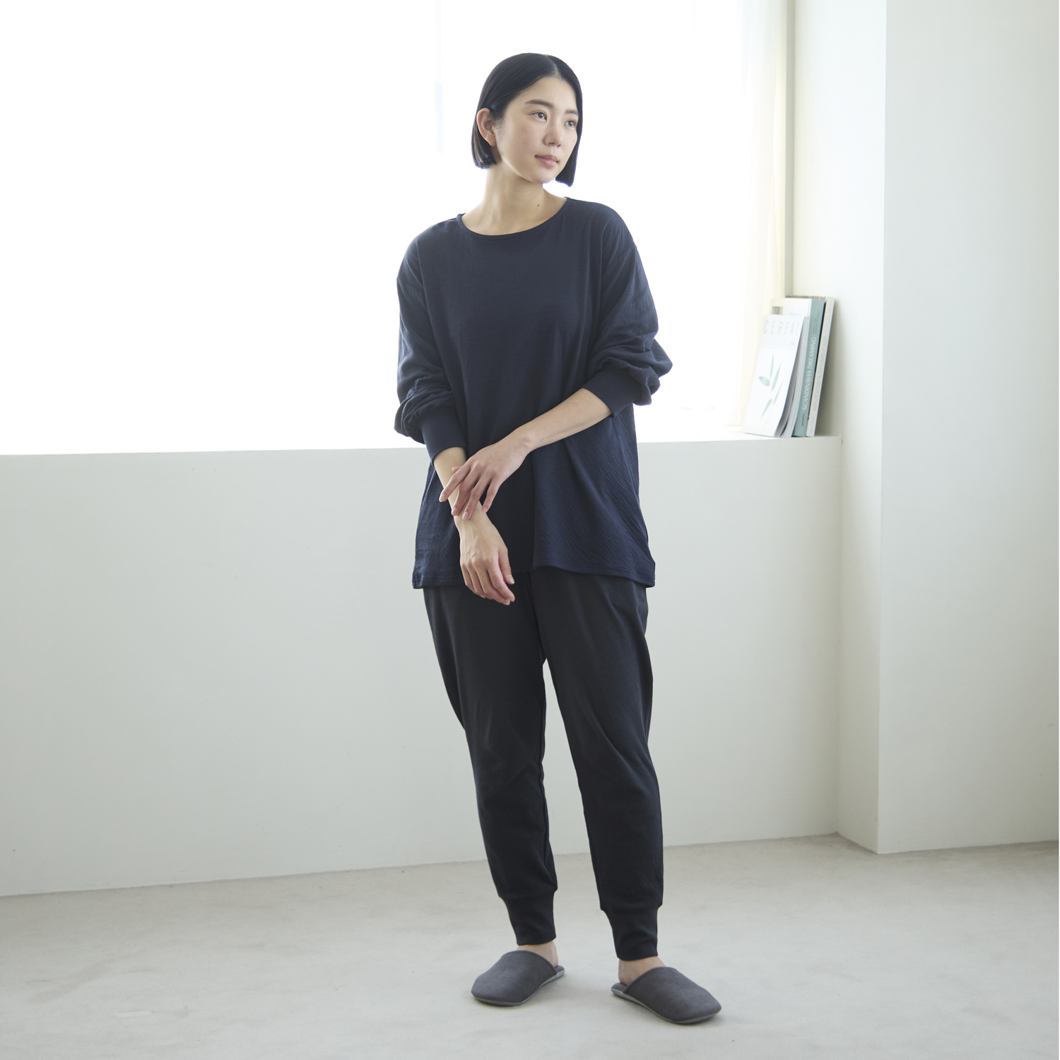 伸びるコットンガーゼのパジャマ兼ルームウェア パンツ