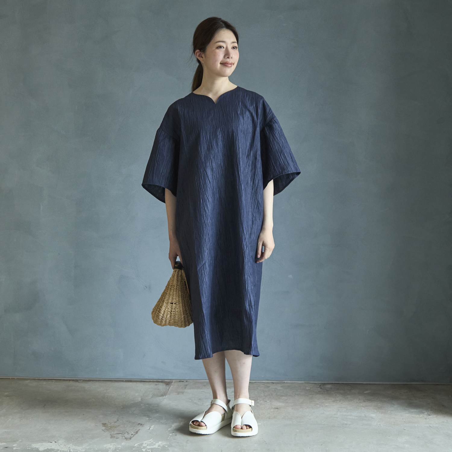 Kilka/軽くてすぐ乾くシャーリングワンピース