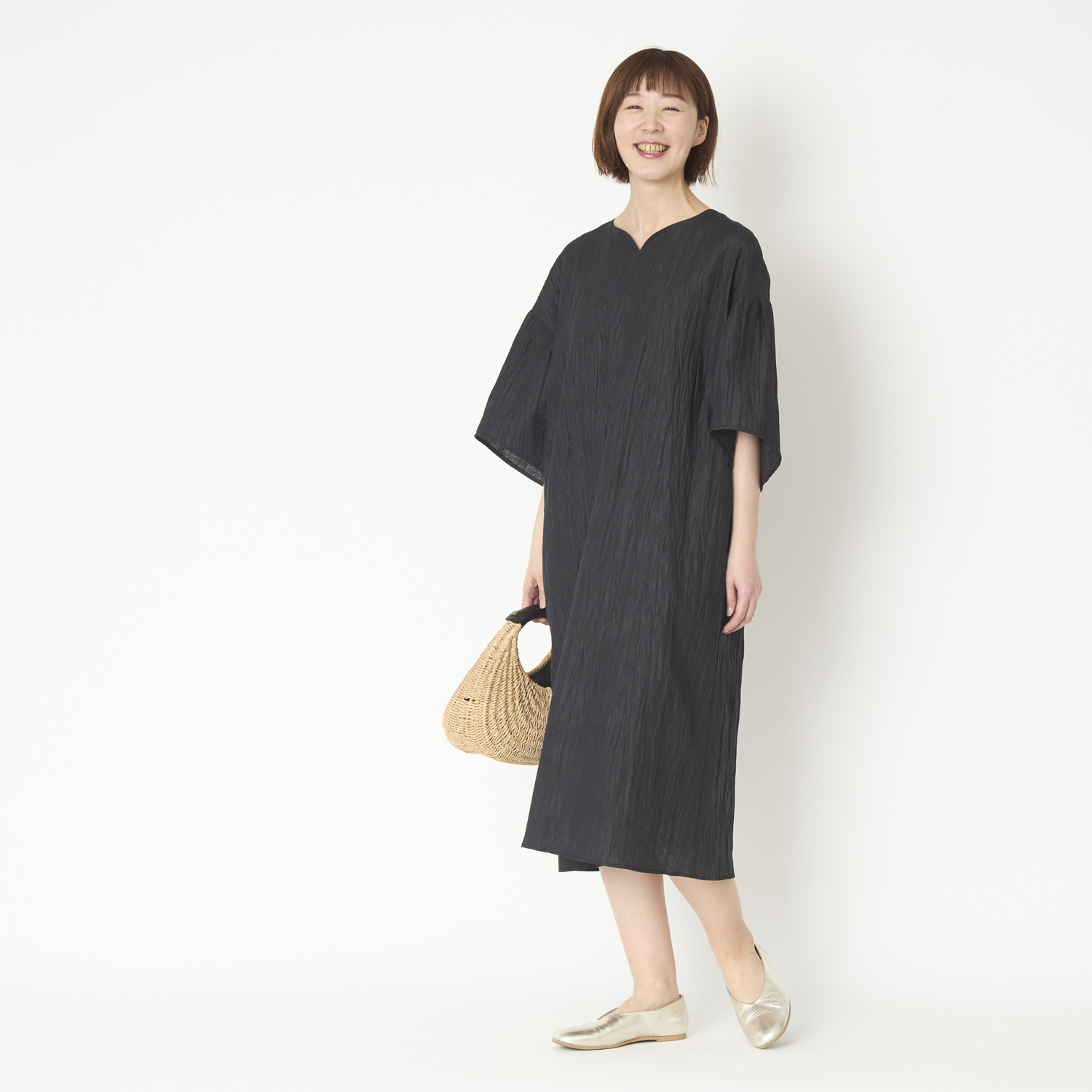 Kilka/軽くてすぐ乾くシャーリングワンピース