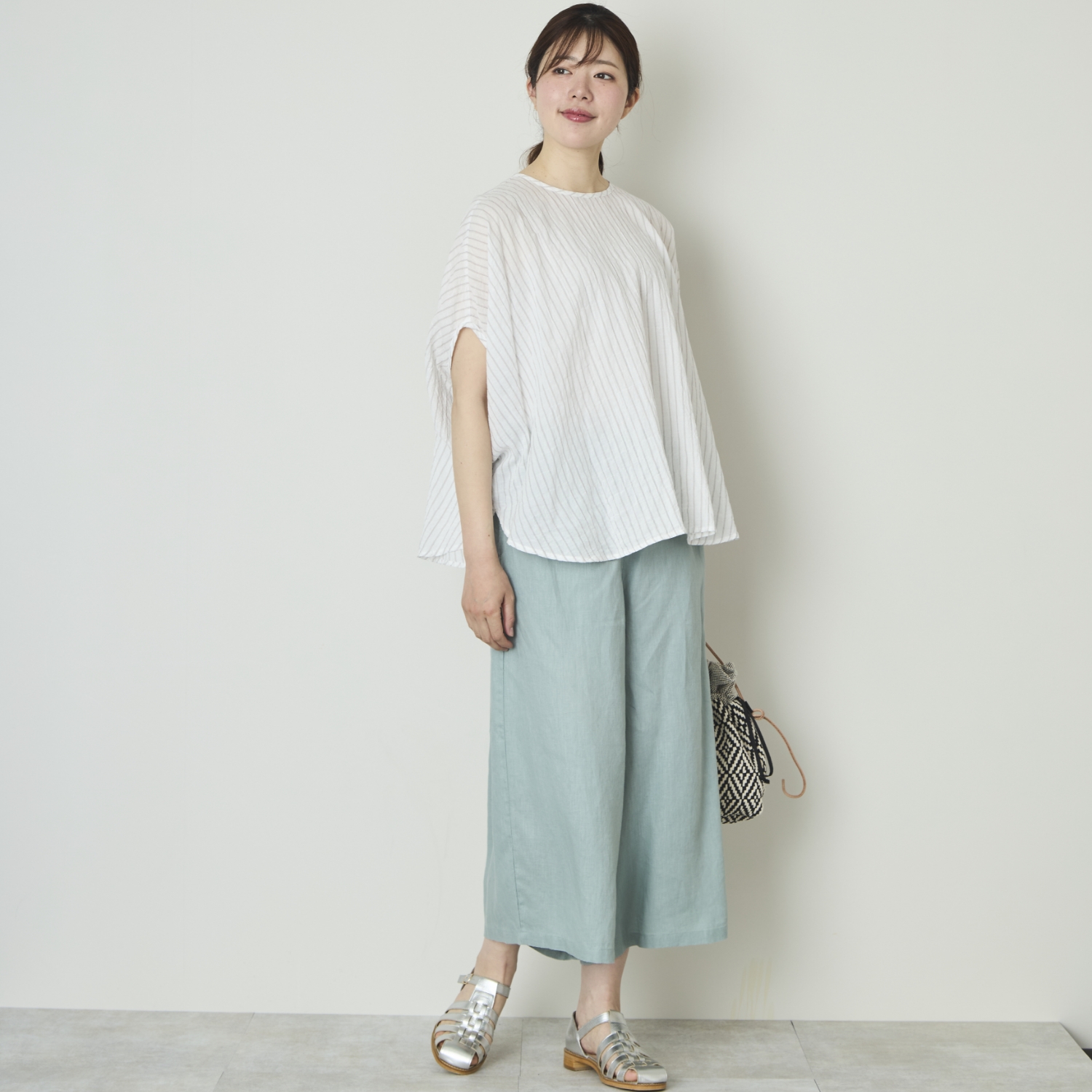 Crea delice/リネン8分丈ワイドパンツ -涼しいの極み、蒸れ知らずの 