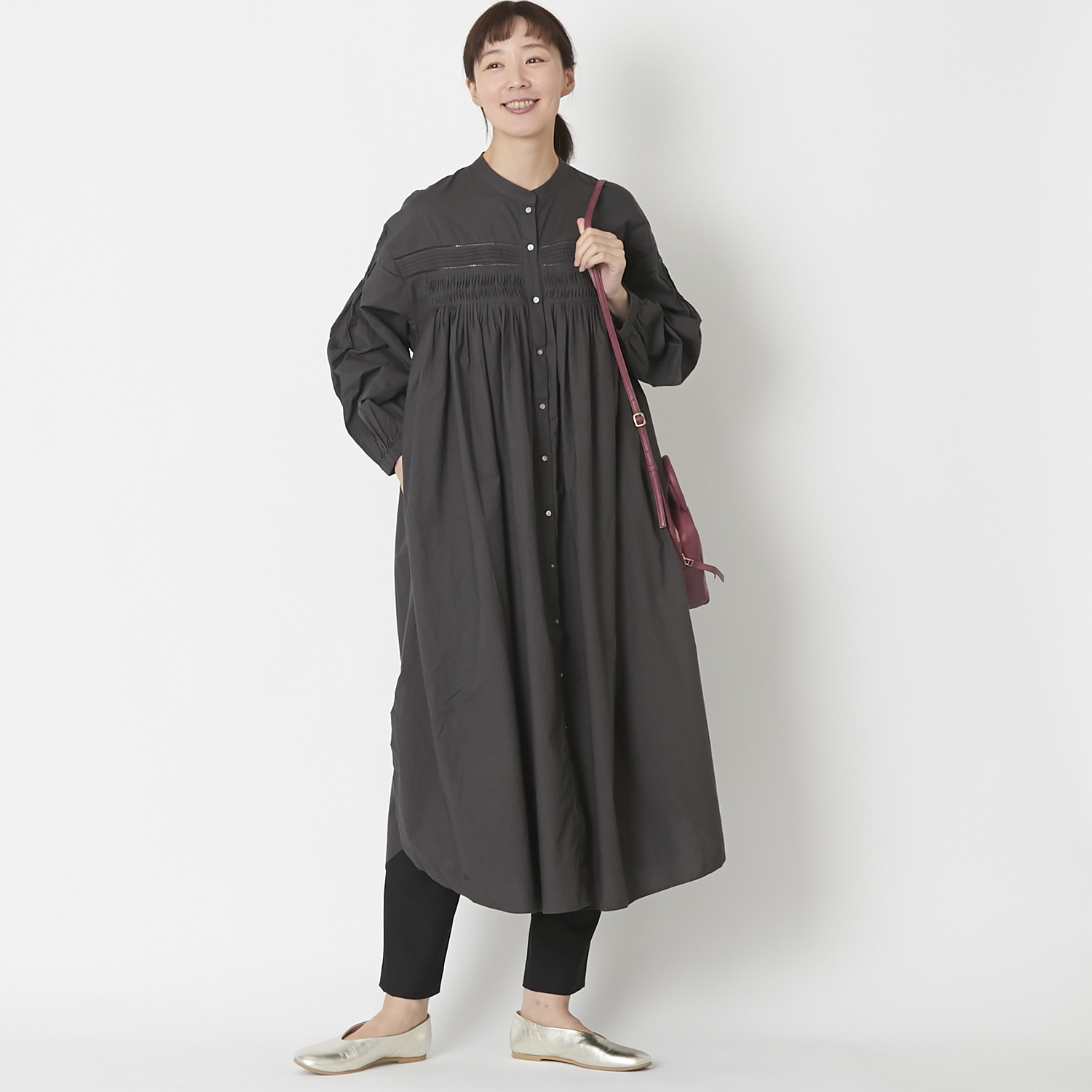 Fanaka/ピンタック前開きワンピース