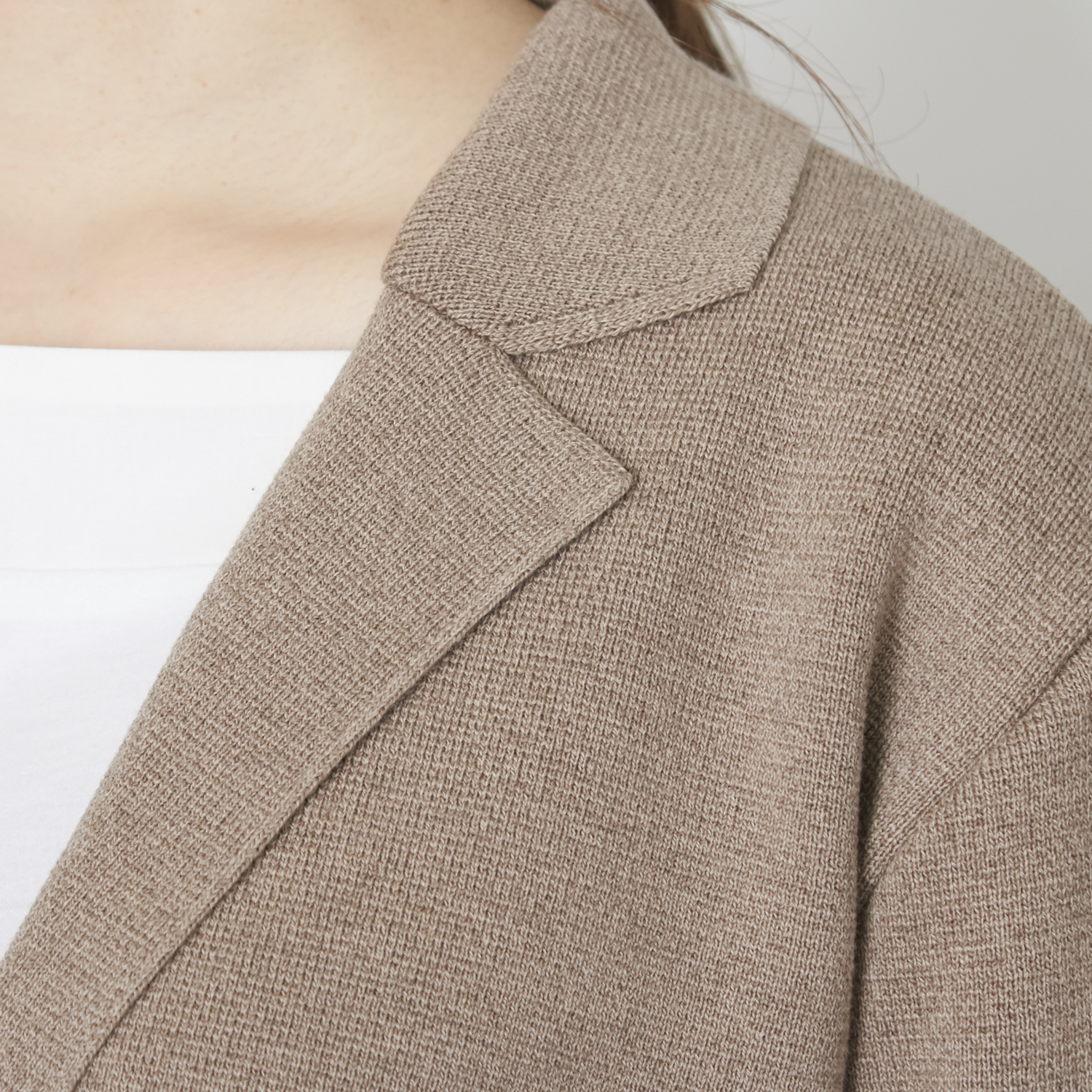 n.o.f.l/ウールコットンミラノリブテーラードジャケット -楽なのに  