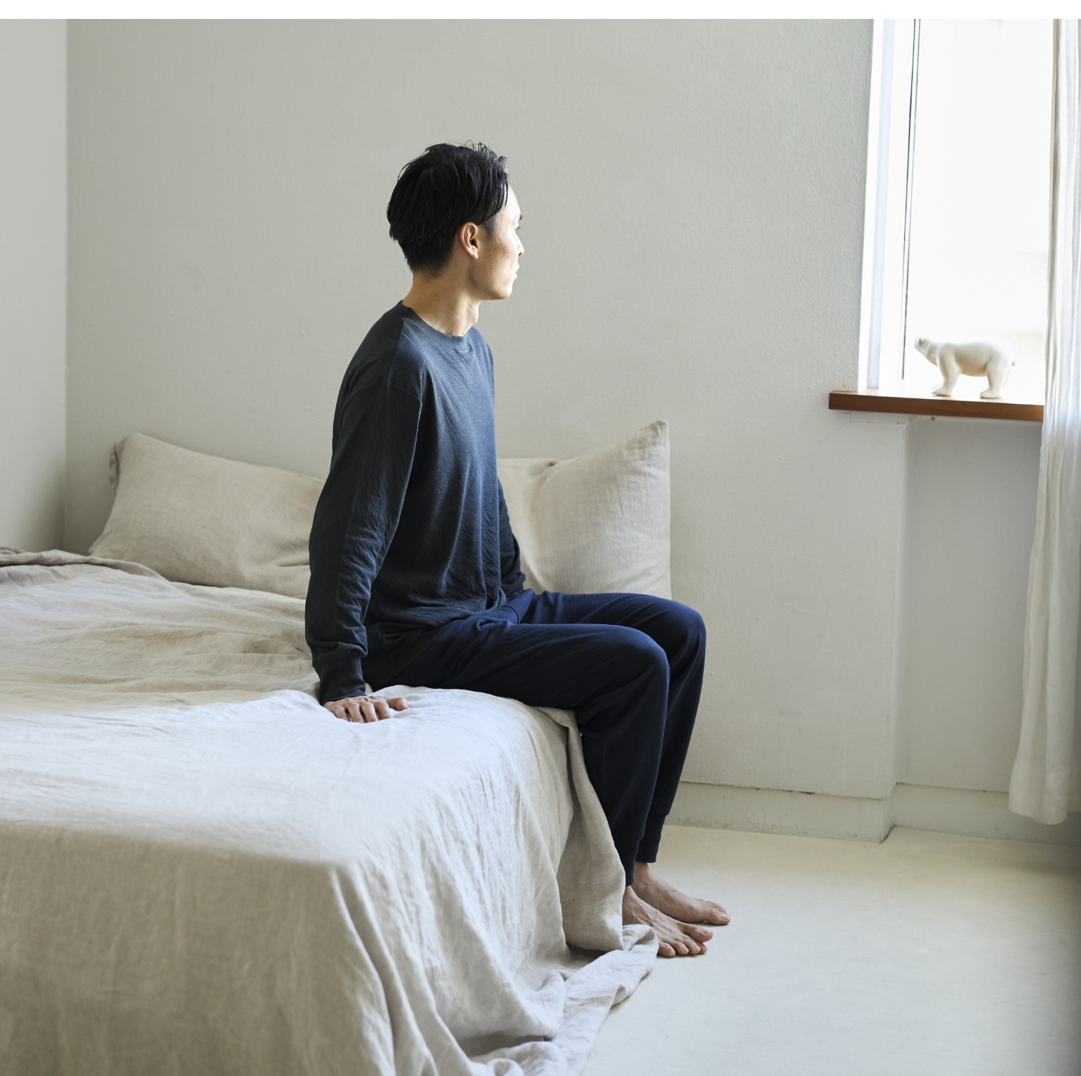 伸びるコットンガーゼのパジャマ兼ルームウェア パンツ メンズ