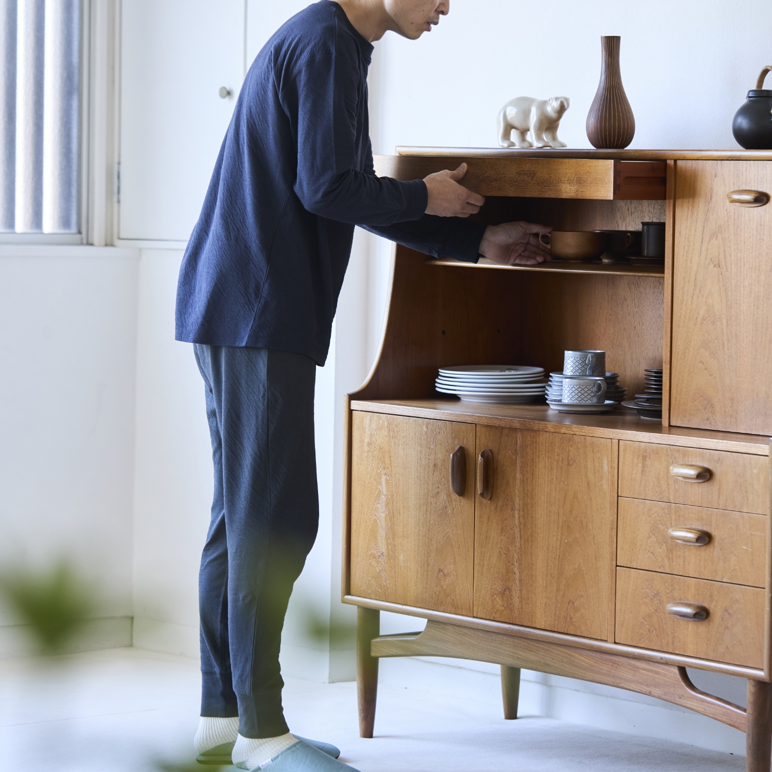 伸びるコットンガーゼのパジャマ兼ルームウェア パンツ メンズ