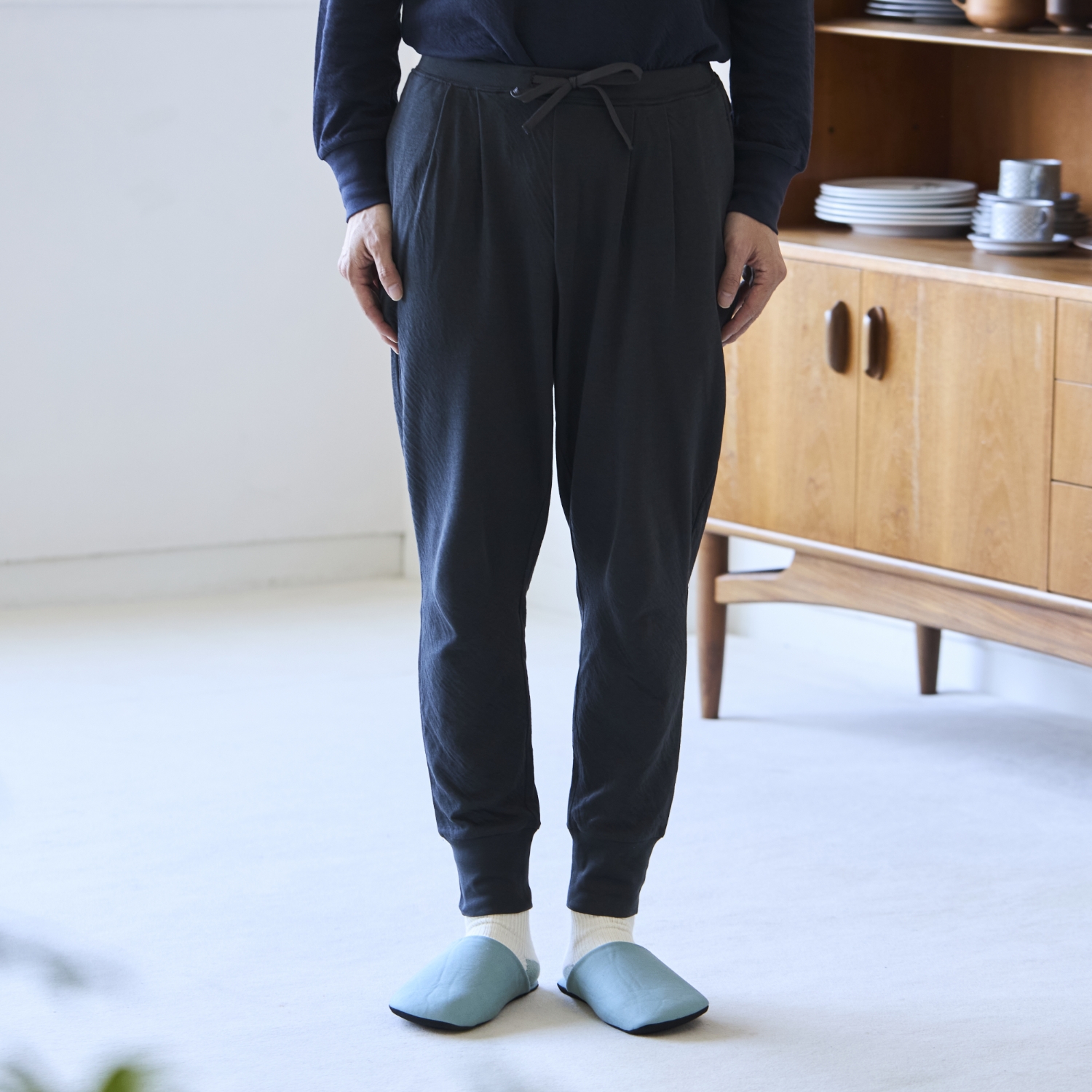 伸びるコットンガーゼのパジャマ兼ルームウェア パンツ メンズ