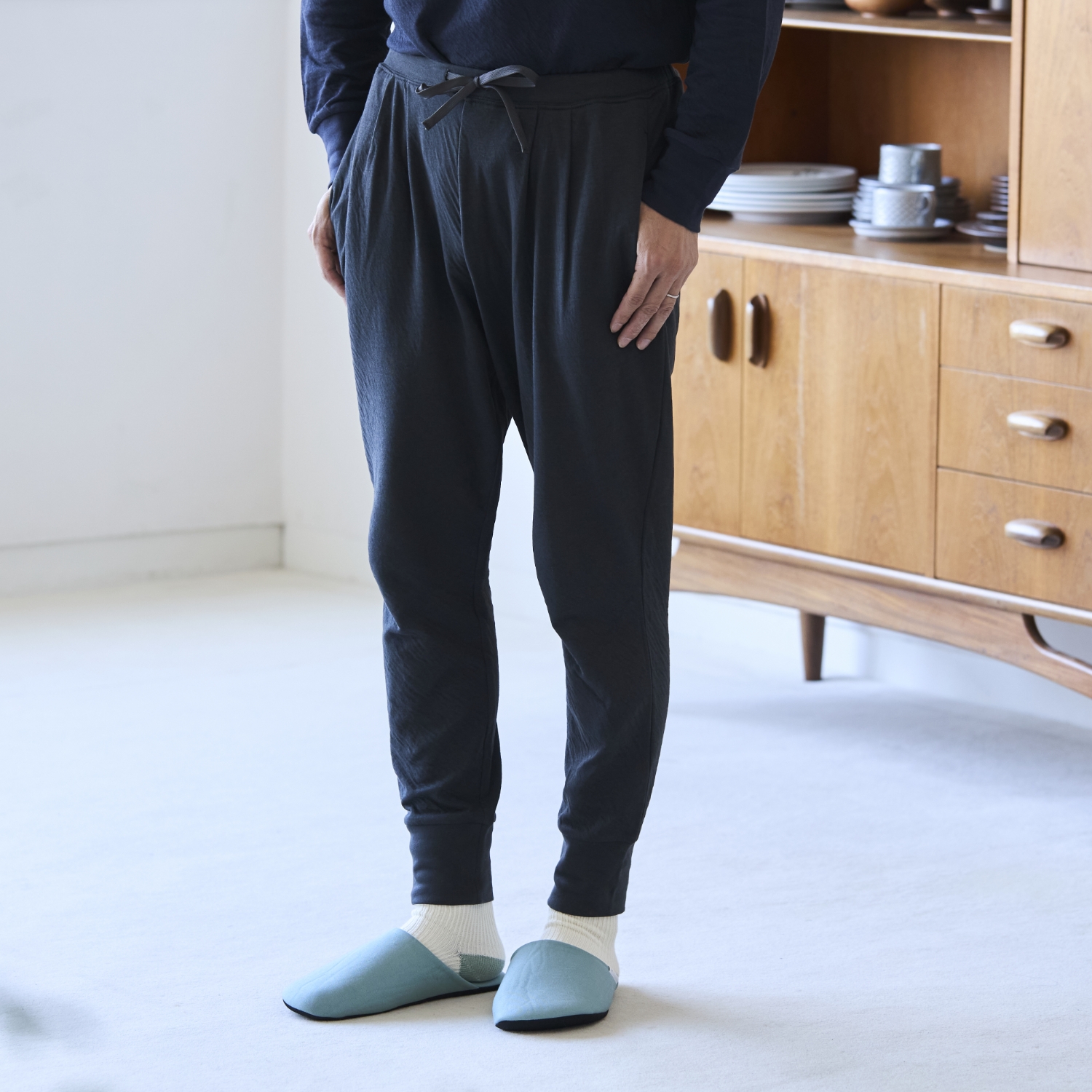 伸びるコットンガーゼのパジャマ兼ルームウェア パンツ メンズ