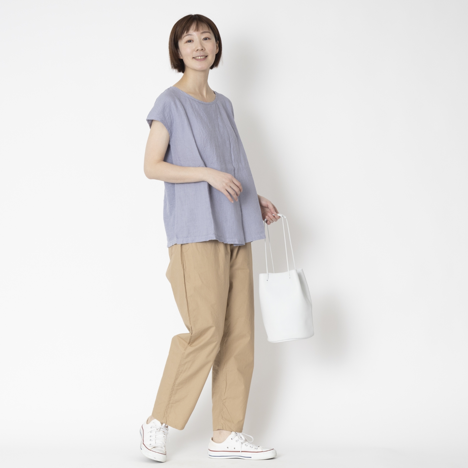 DAYS/タックプルオーバー -とろみリネンのフレンチスリーブカットソー 