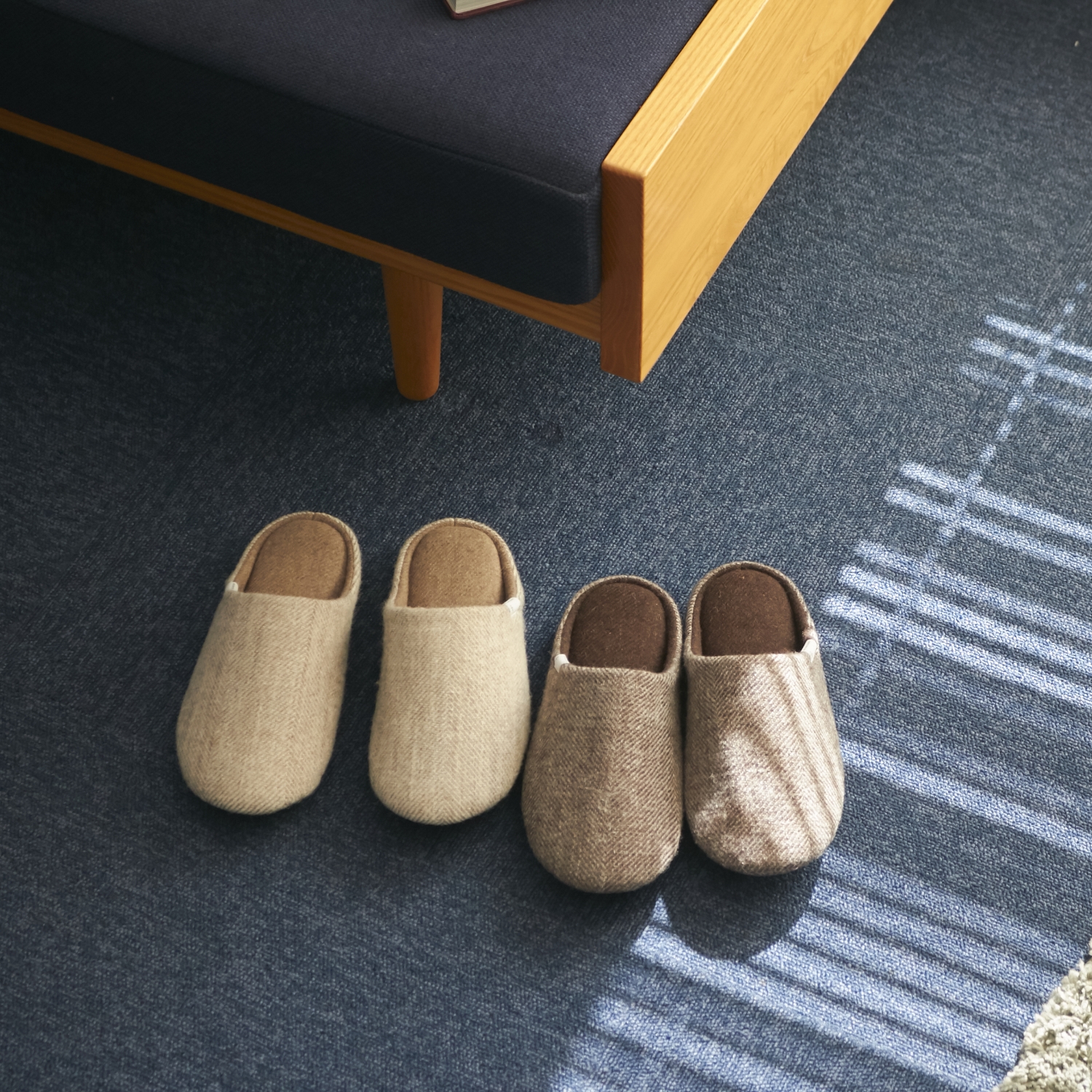 韓国 ホームスリッパ ふわふわウールチェック 部屋履き wool-topl.jpg