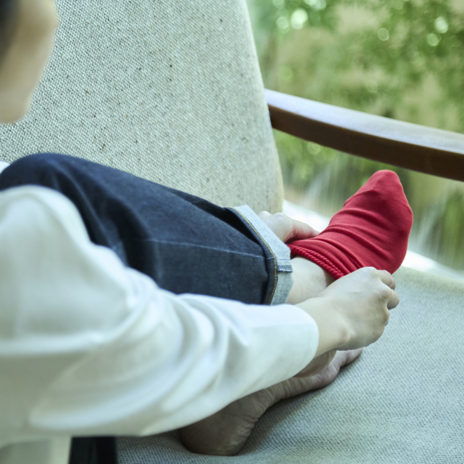 NISHIGUCHI KUTSUSHITA/エジプトコットンプレーンソックス