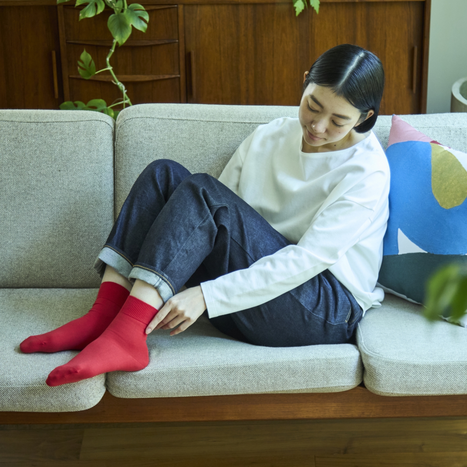 NISHIGUCHI KUTSUSHITA/エジプトコットンプレーンソックス