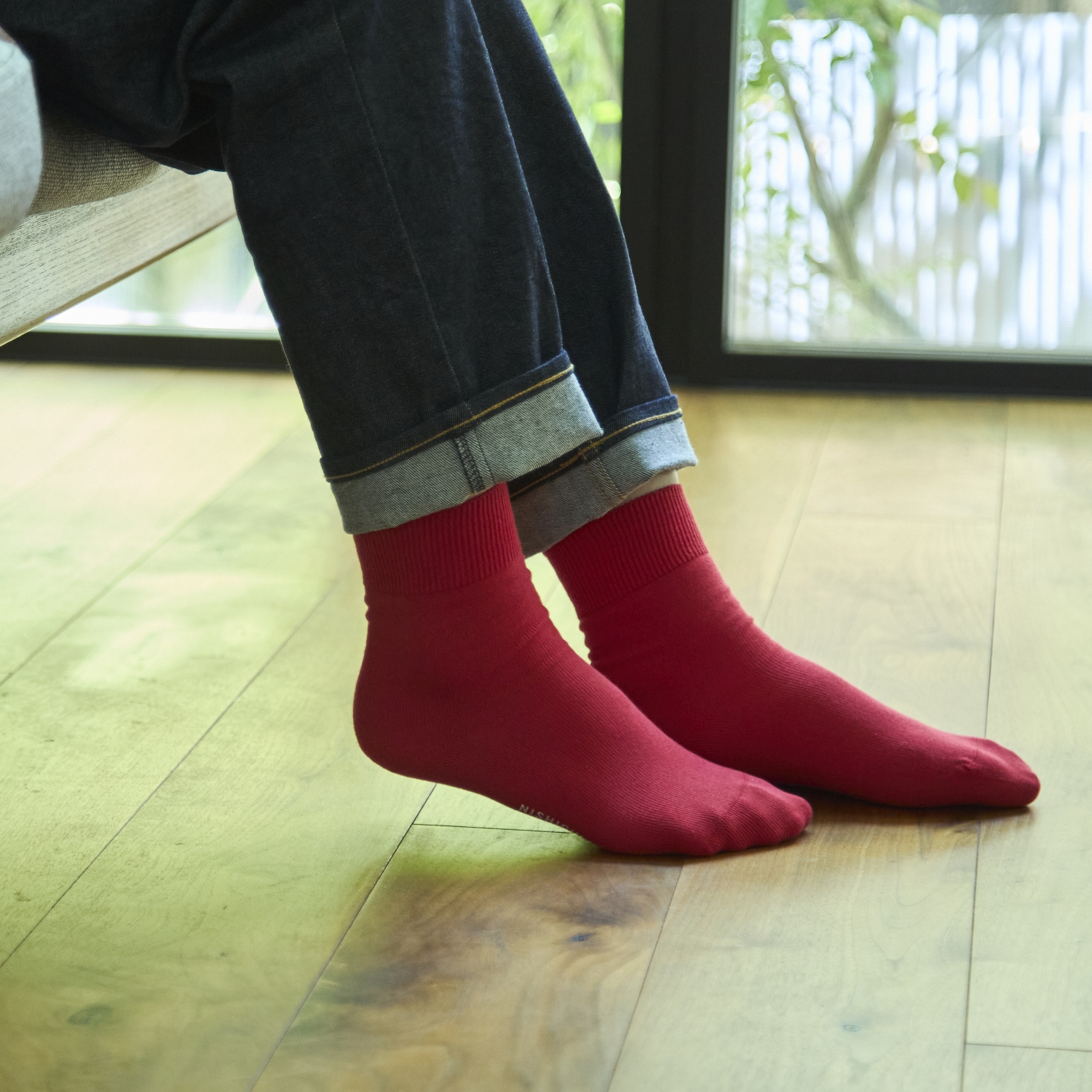 NISHIGUCHI KUTSUSHITA/エジプトコットンプレーンソックス