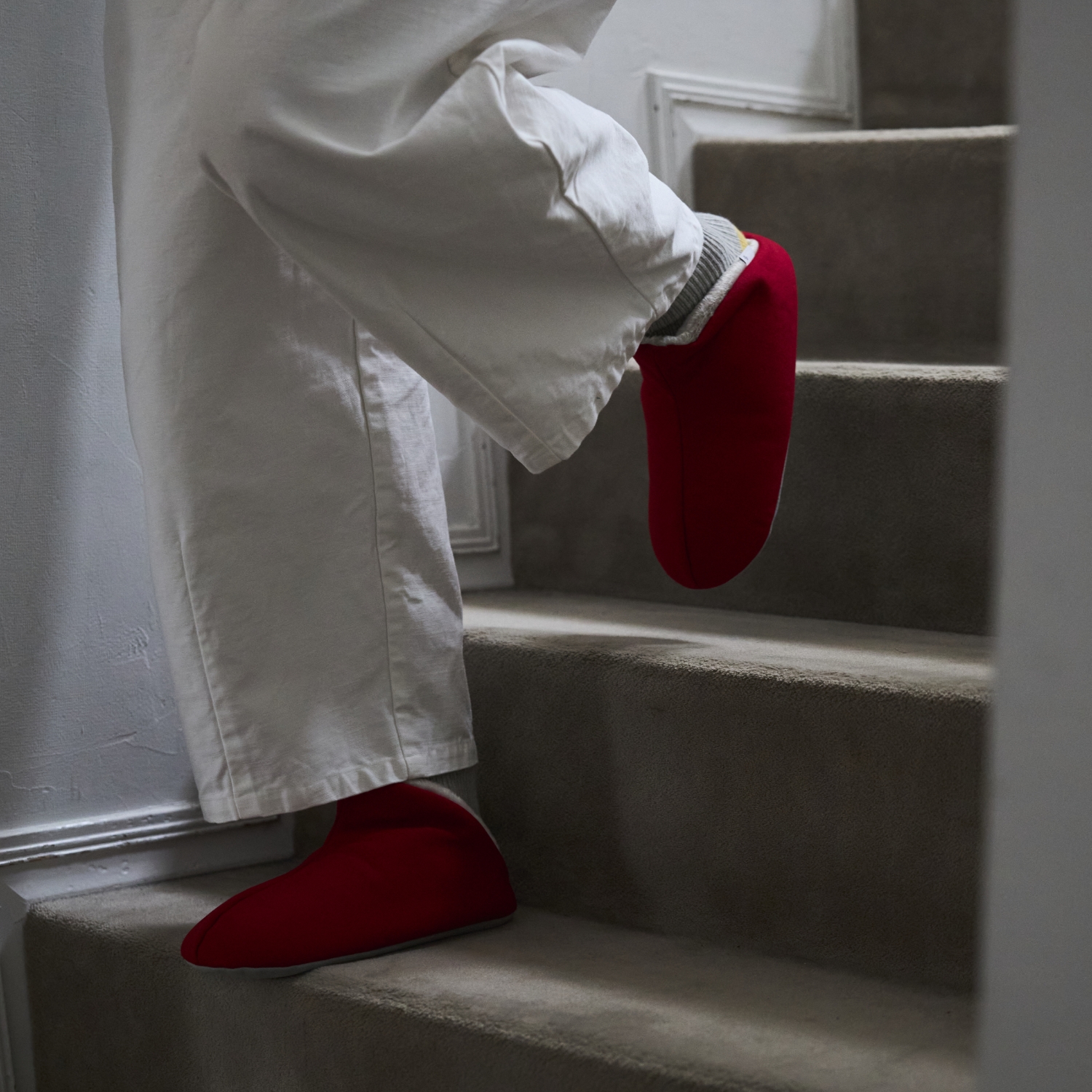 ABE HOME SHOES/帆布のボアルームシューズ