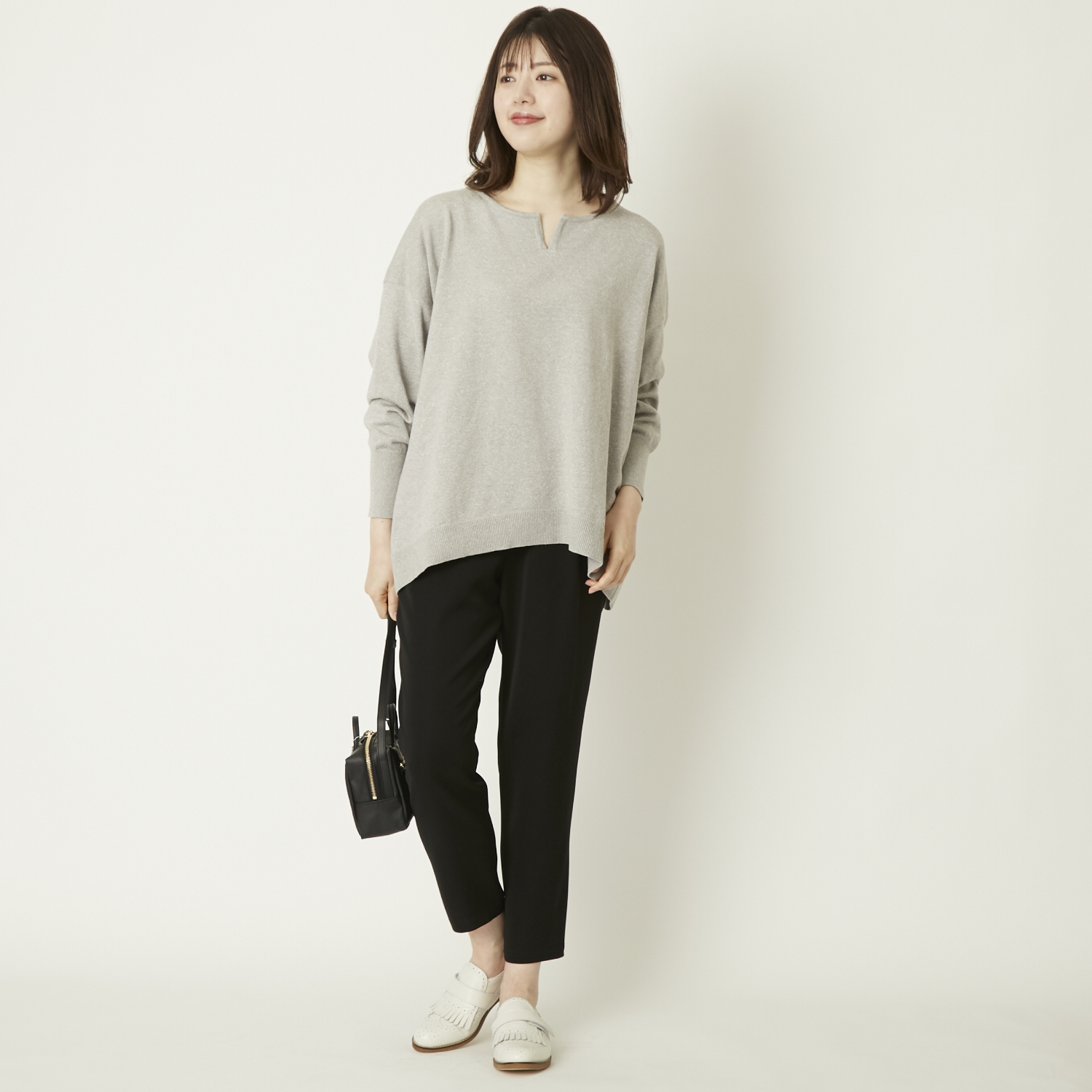 DRESS HERSELF/シルクコットン キーネックセーター