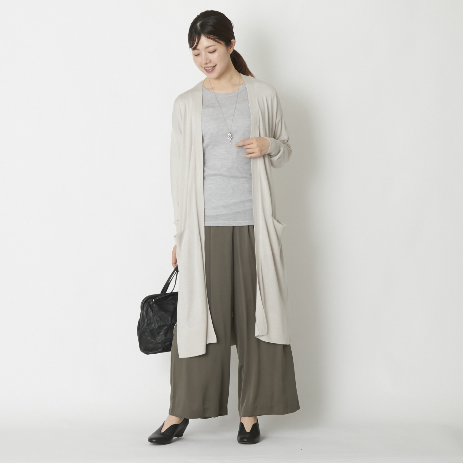 DRESS HERSELF/シルクロングカーディガン -オールシーズンOK！さらりと  