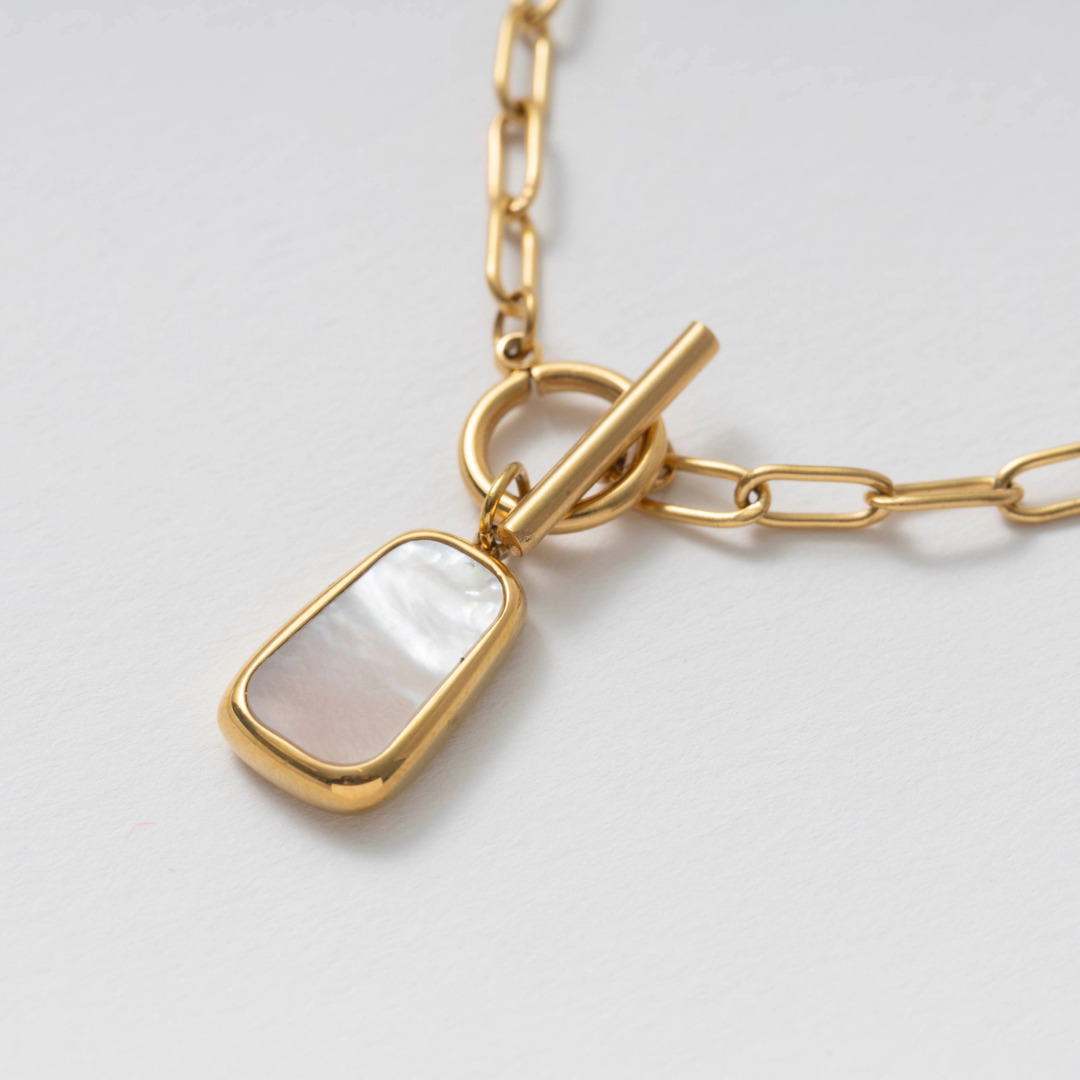 0910/mother of pearl stainless steel necklace