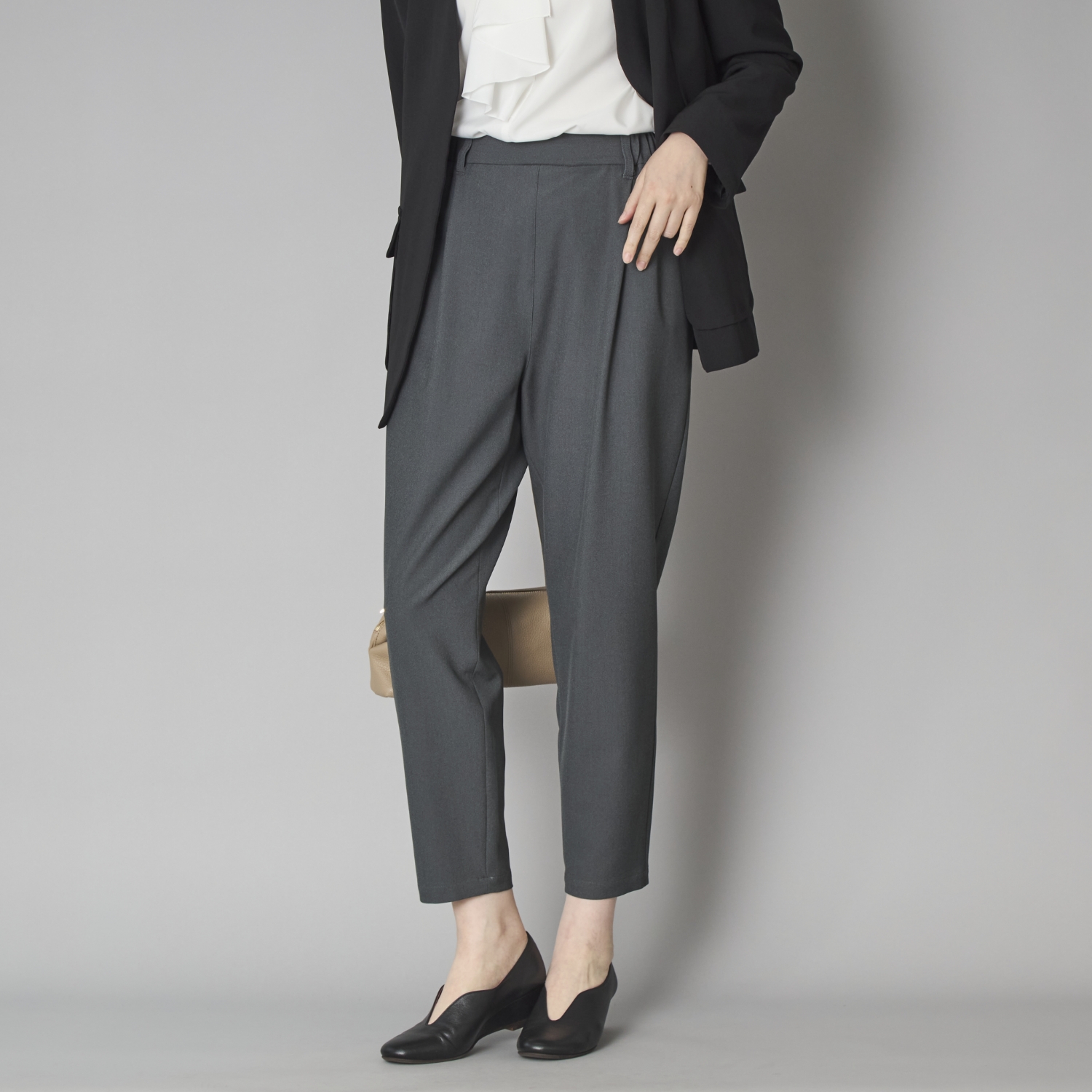 STELLA CIFFON/ウォッシャブルポリエステルテーパードパンツ  