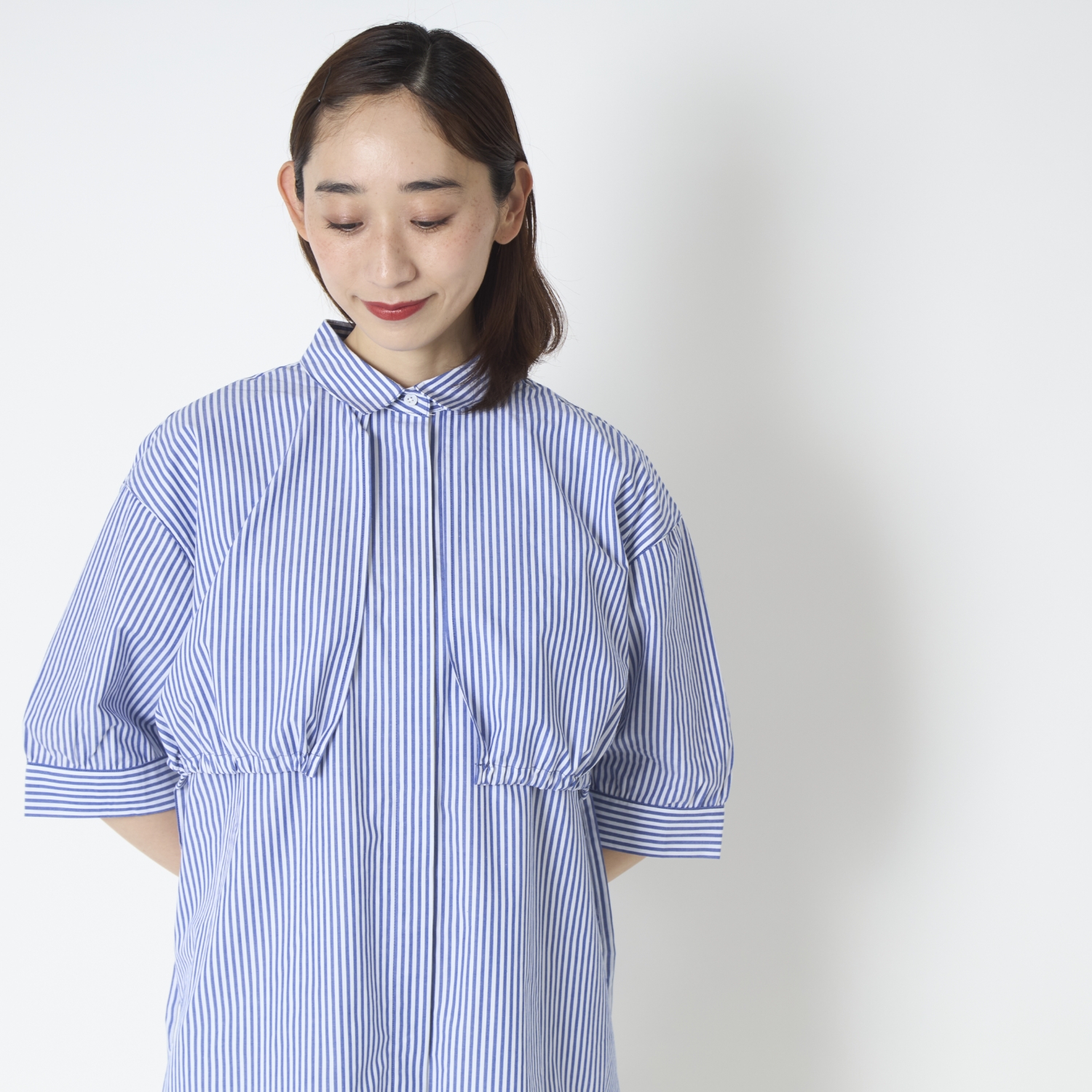 コットンストライプブラウス tumugu:（ツムグ） | ウールコットンストライプ ブラウス | hapuna\u0026Co