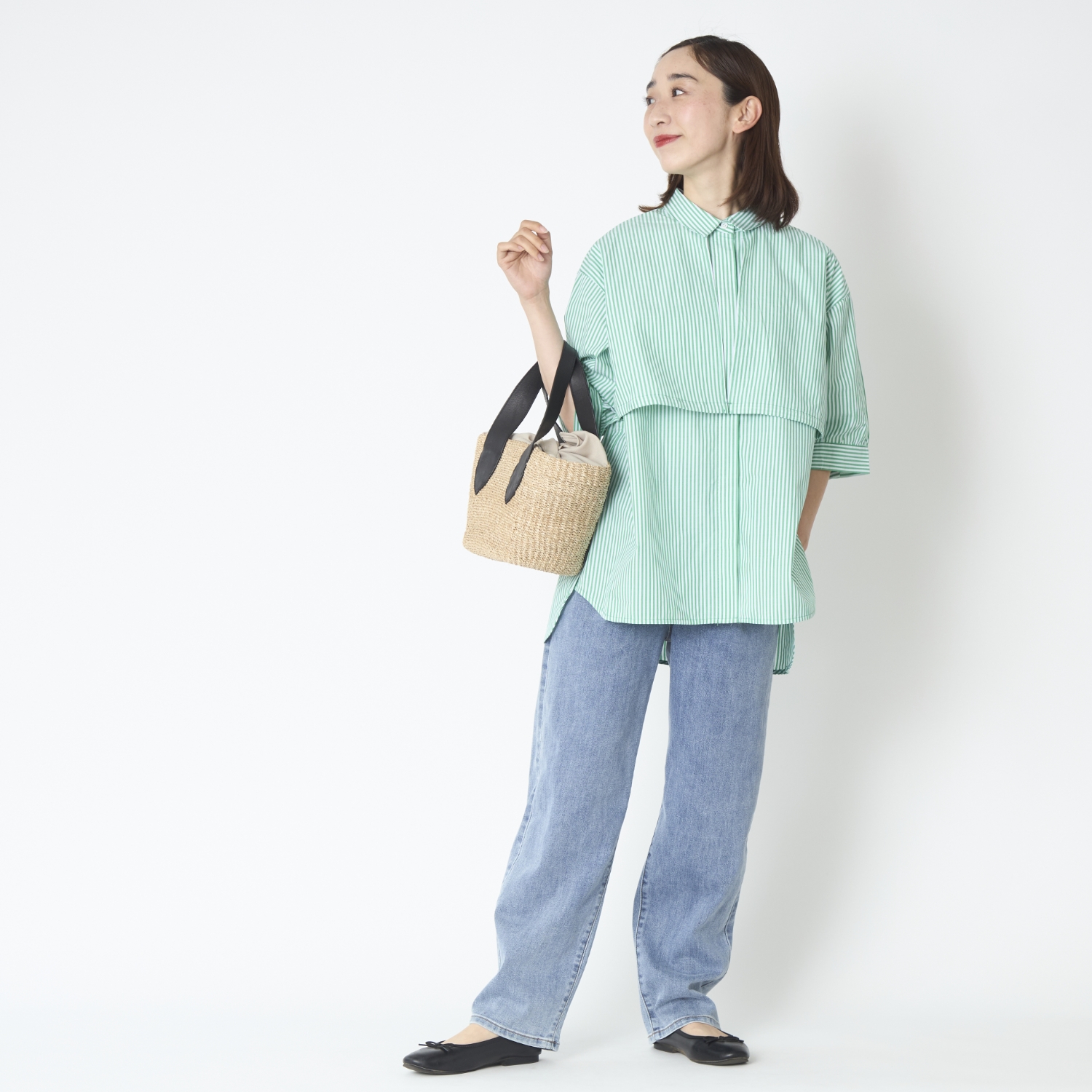 コットンストライプブラウス tumugu:（ツムグ） | ウールコットンストライプ ブラウス | hapuna\u0026Co