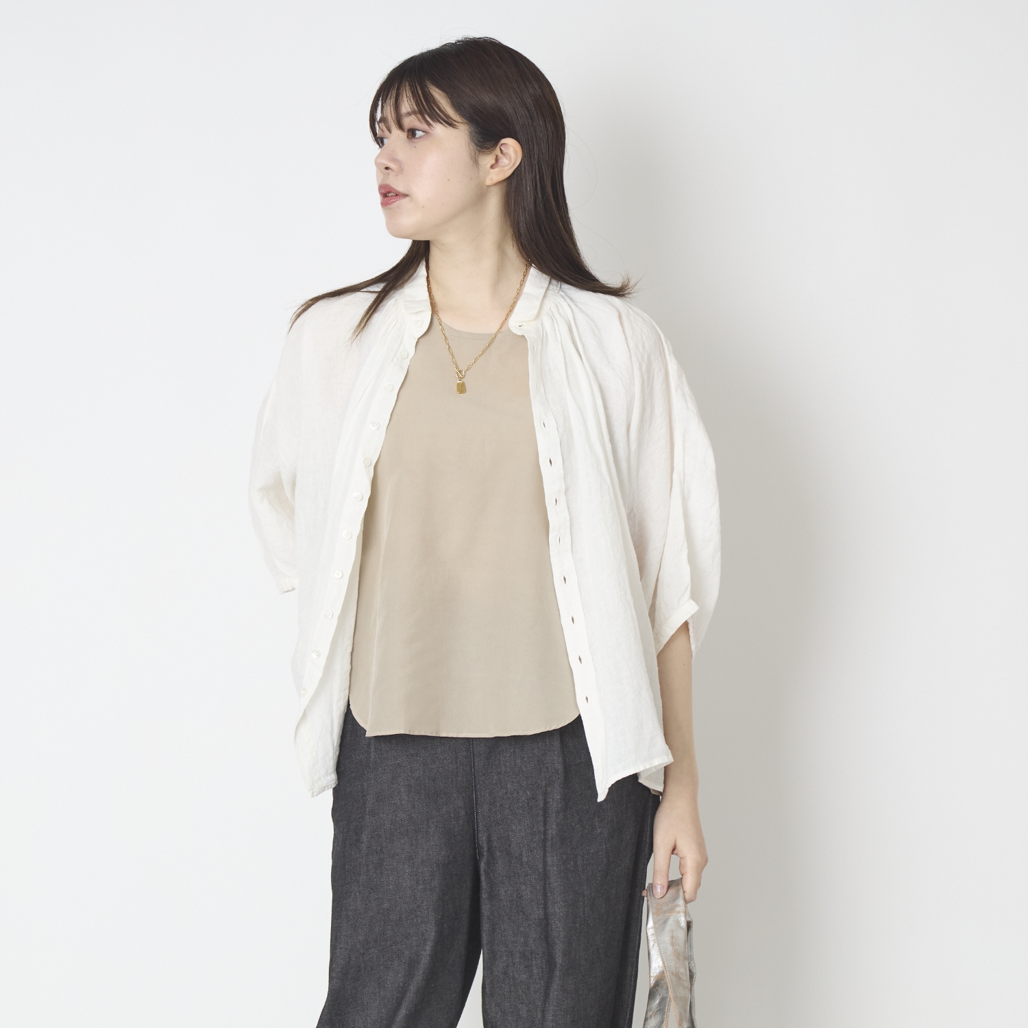 0910/さらさらシルクノースリーブトップ -お手入れ簡単でベーシックな 