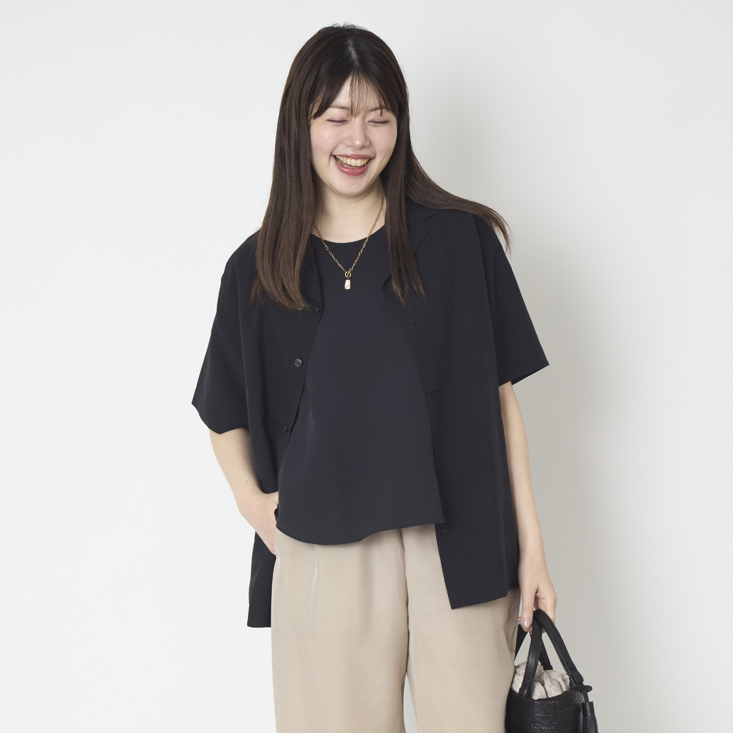0910/さらさらシルクノースリーブトップ -お手入れ簡単でベーシックな 