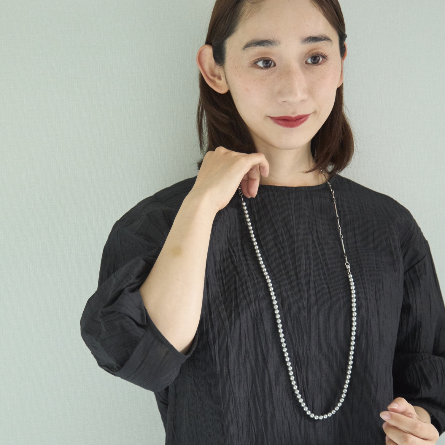STELLA CIFFON/3wayレジンパールデザインチェーンネックレス -3wayで 