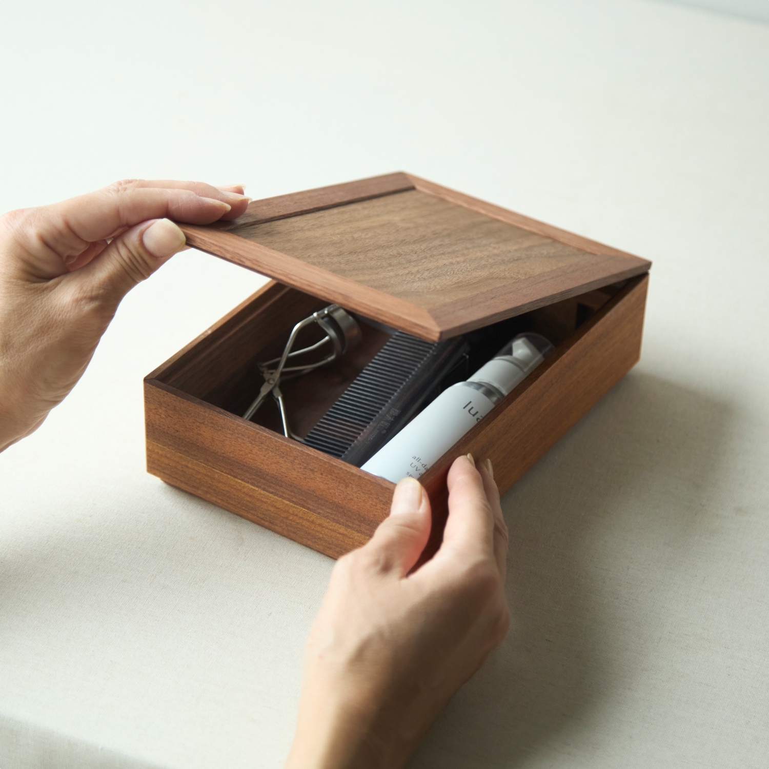 丹野製作所/メイクボックス「まつめ」大・小・鏡付き蓋セット