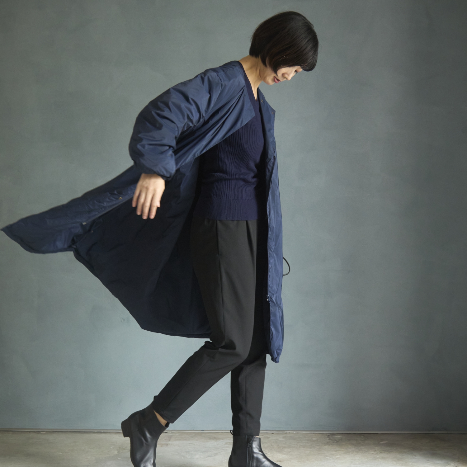 Kilka/家で洗えて羽毛より軽いファイバーダウンコート -軽くてあったか 