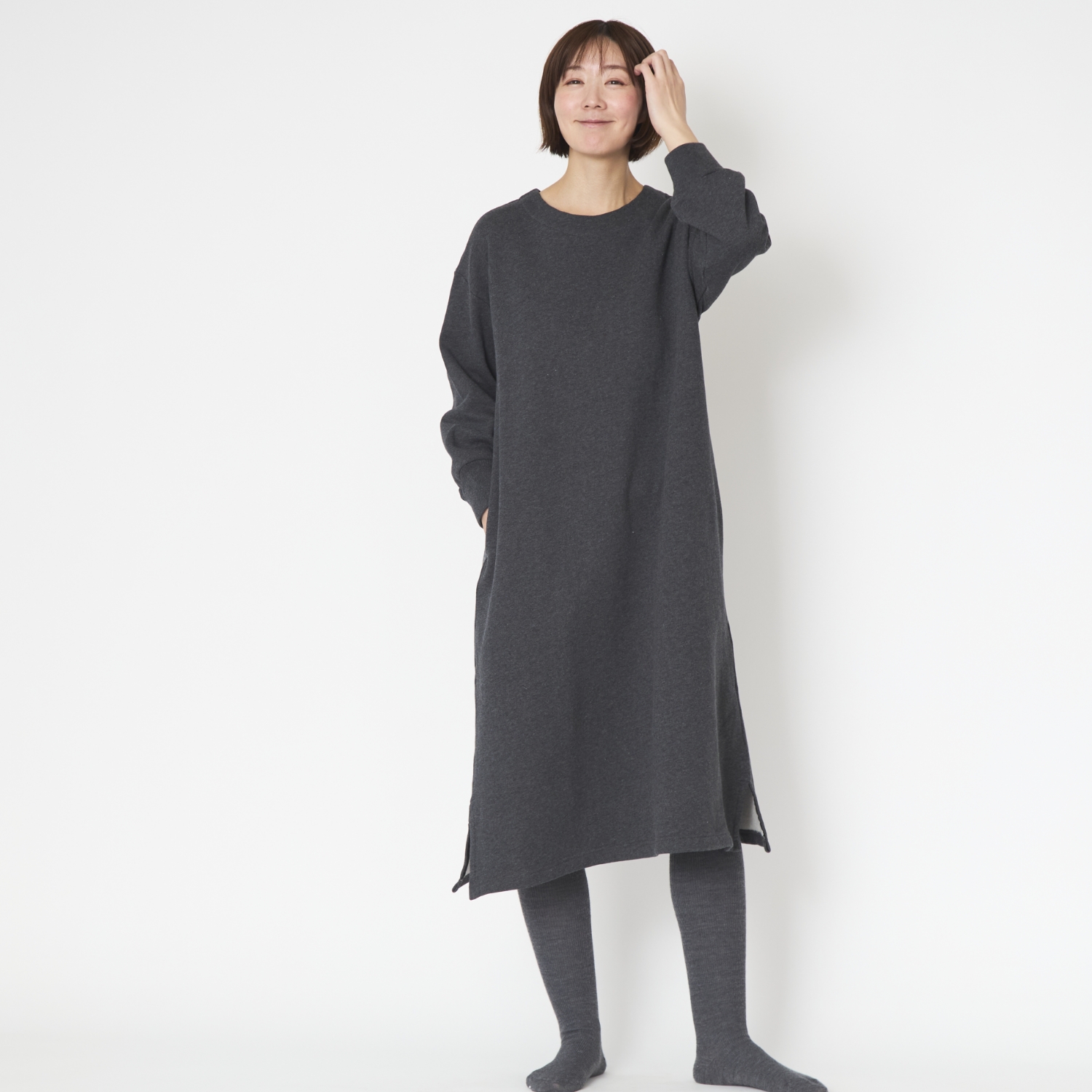 TUTIE./コットン裏毛起毛ワンピース -冬を暖かく過ごせる優しい肌触り  