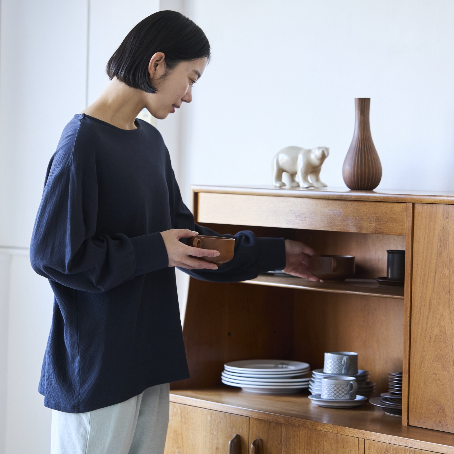 伸びるコットンガーゼのパジャマ兼ルームウェア プルオーバー レディース