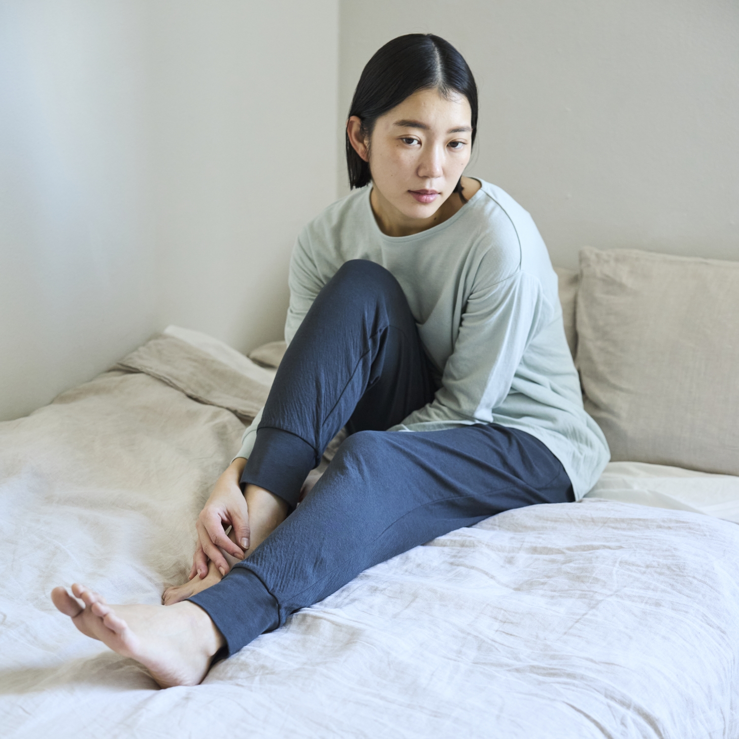 伸びるコットンガーゼのパジャマ兼ルームウェア パンツ レディース