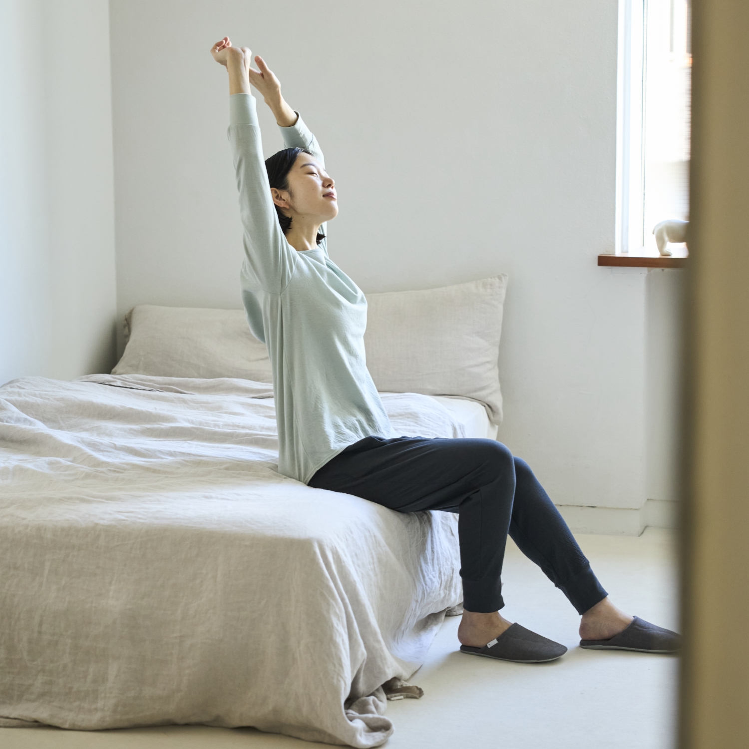 伸びるコットンガーゼのパジャマ兼ルームウェア パンツ レディース