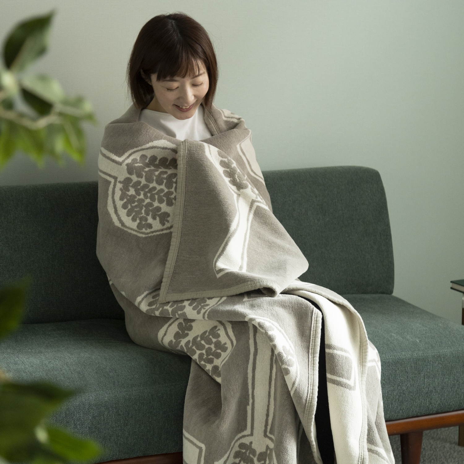 KLIPPAN/mina perhonen シュニールコットン シングルブランケット FOREST SPOON