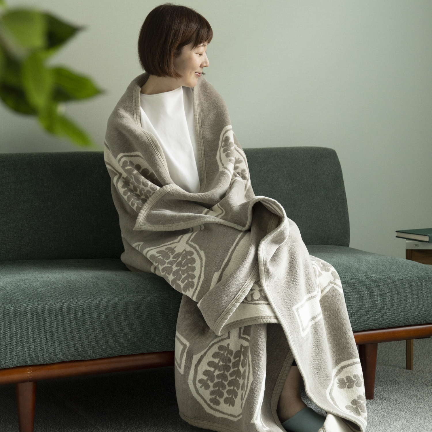 KLIPPAN/mina perhonen シュニールコットン シングルブランケット FOREST SPOON