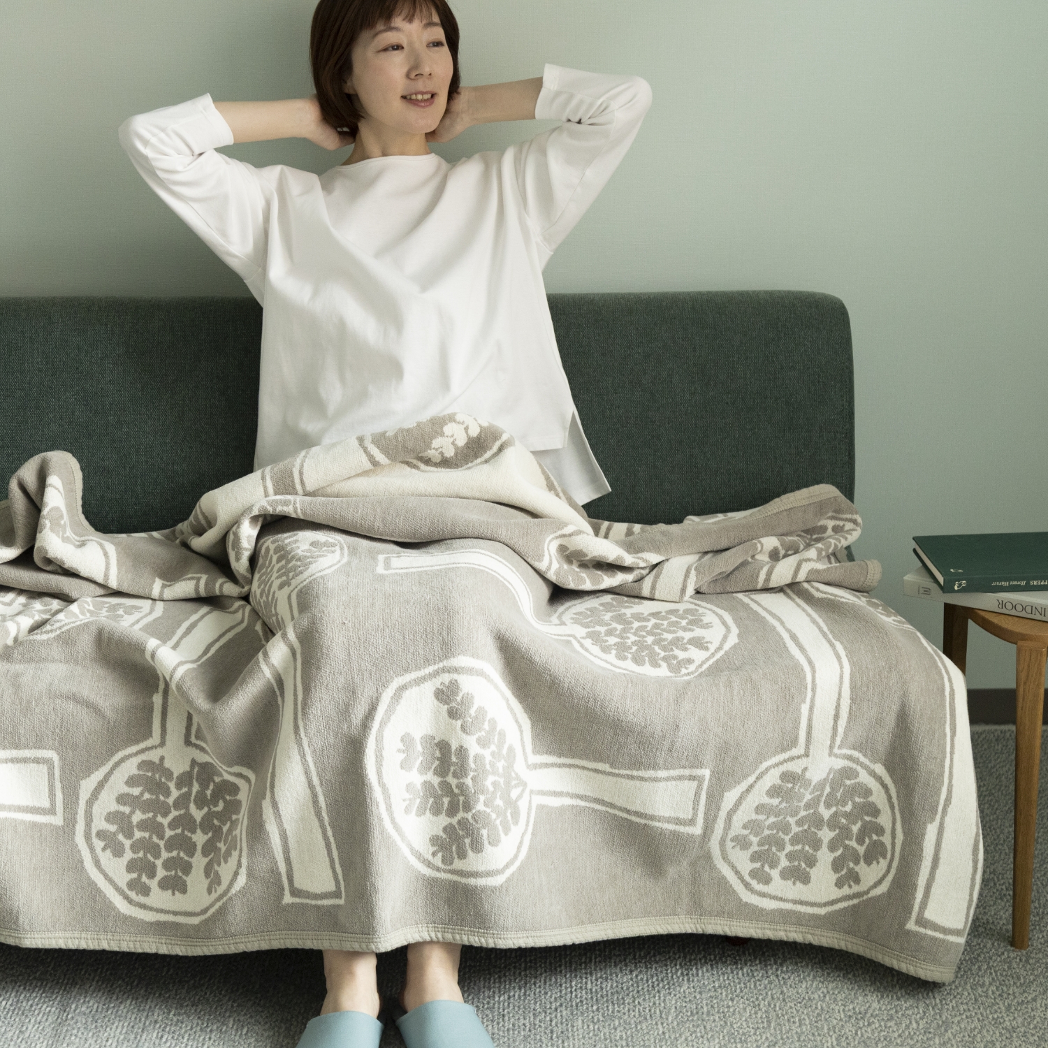 KLIPPAN/mina perhonen シュニールコットン シングルブランケット FOREST SPOON