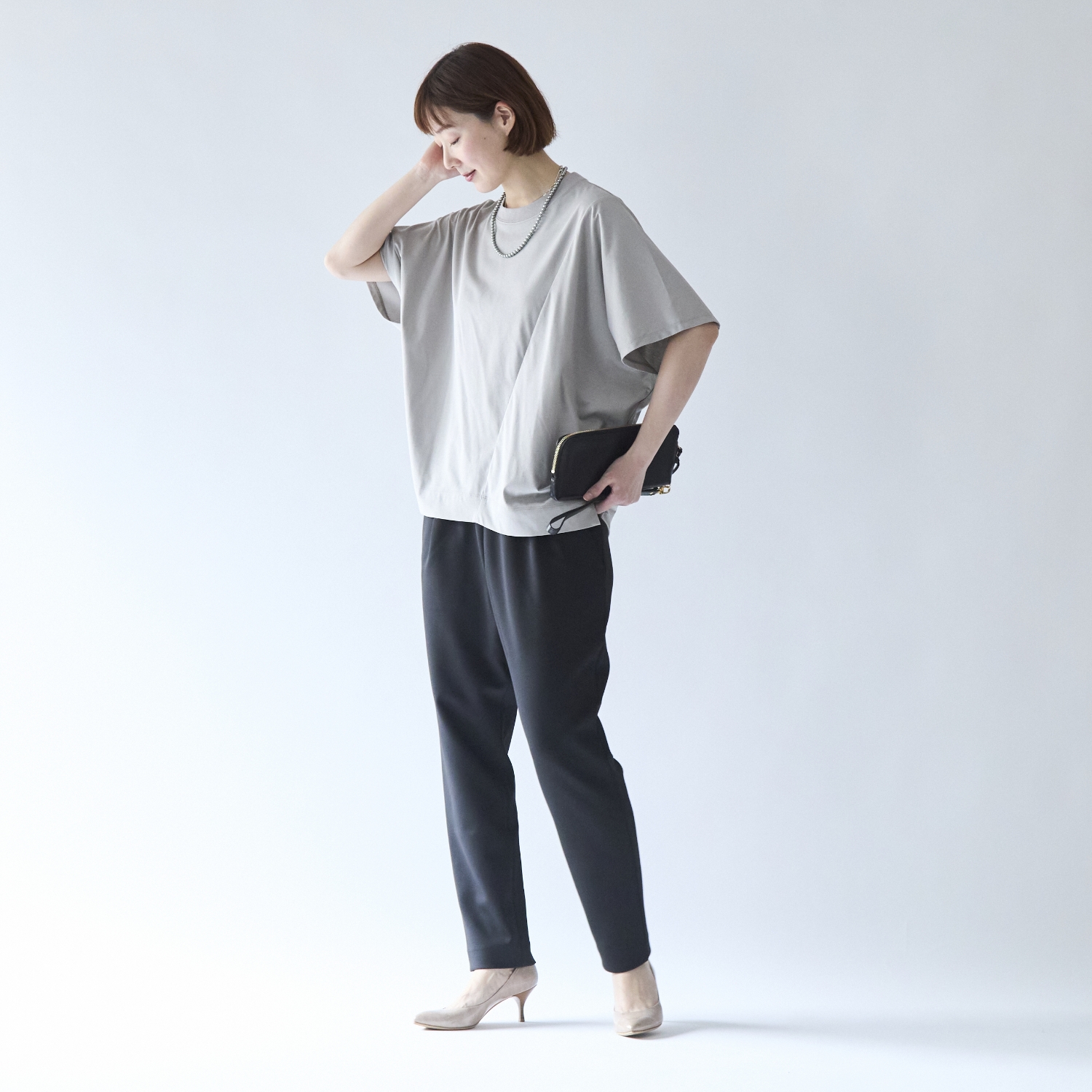 Kilka×assiette涼しくてすっきり見えが叶うアシンメトリーカットソー