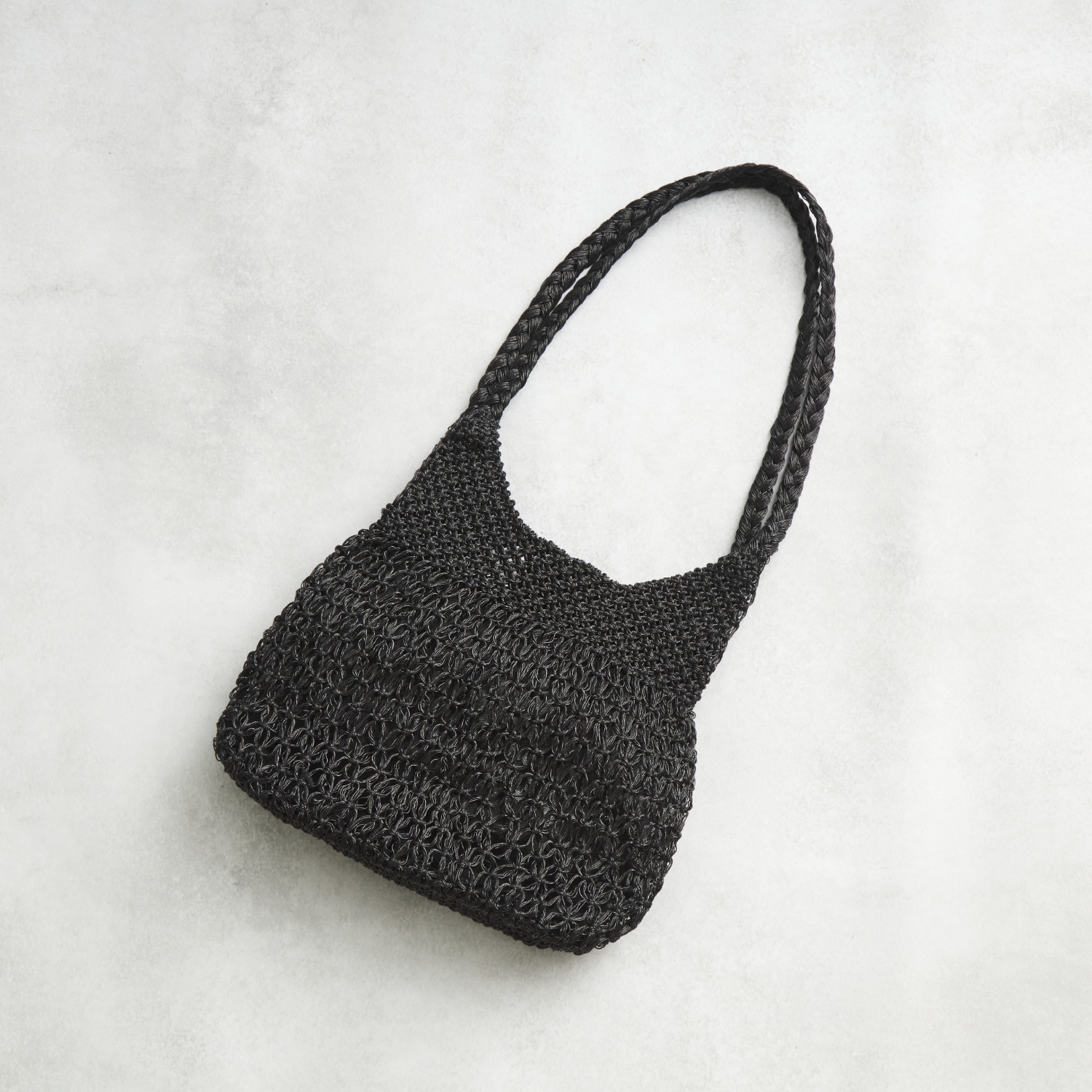Swaraj/手編みのメタリックマクラメOVAL TOTE
