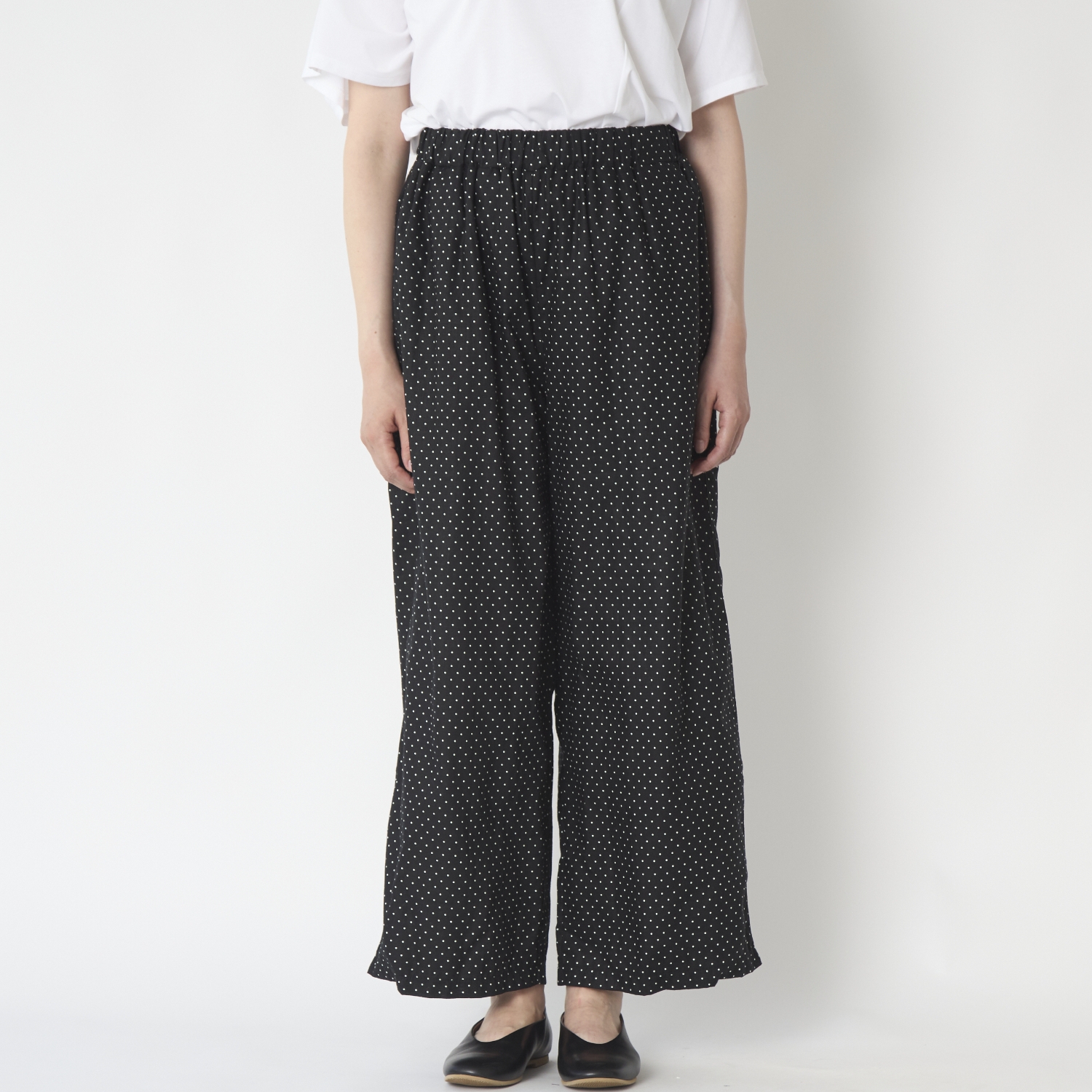 TOKYO BASIC/リネン&コットン ドット柄 ワイドパンツ