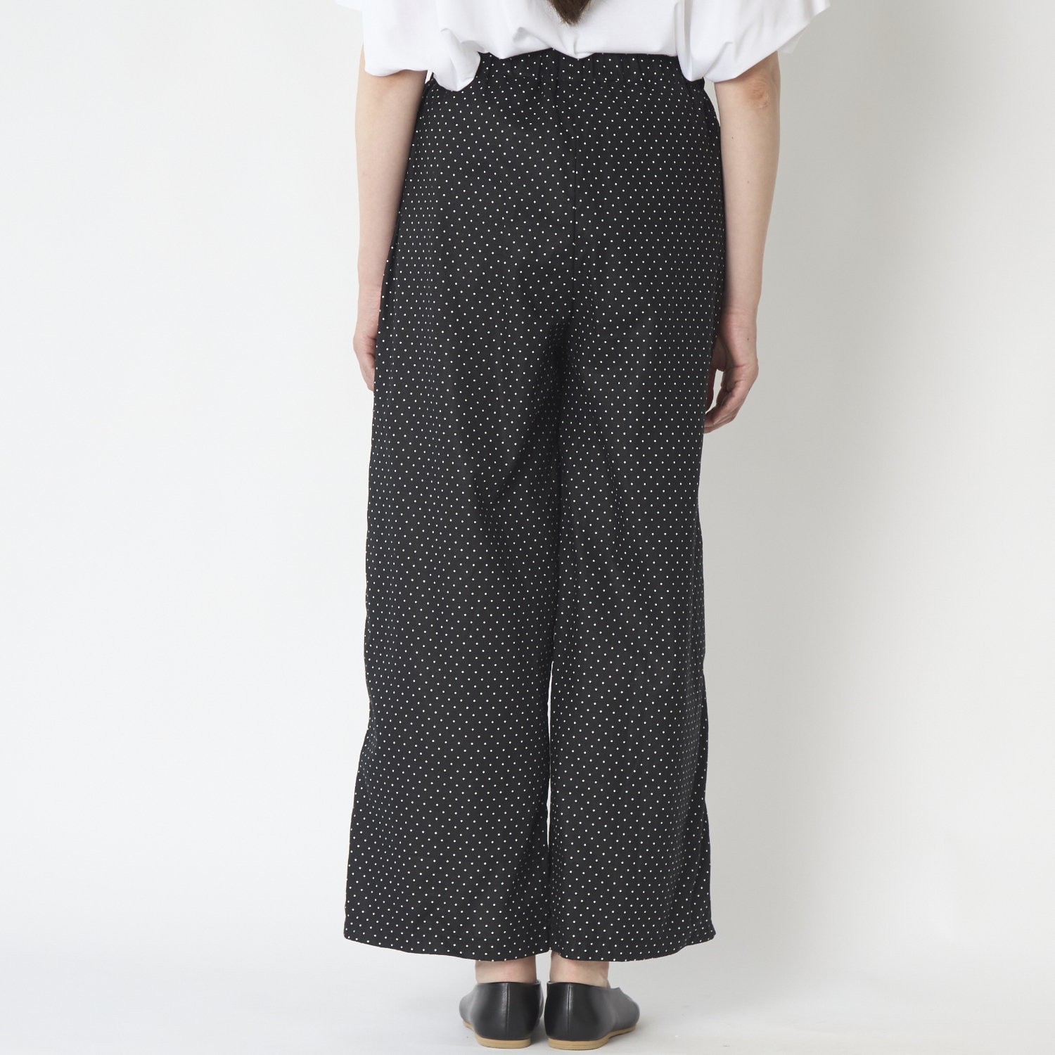 TOKYO BASIC/リネン&コットン ドット柄 ワイドパンツ
