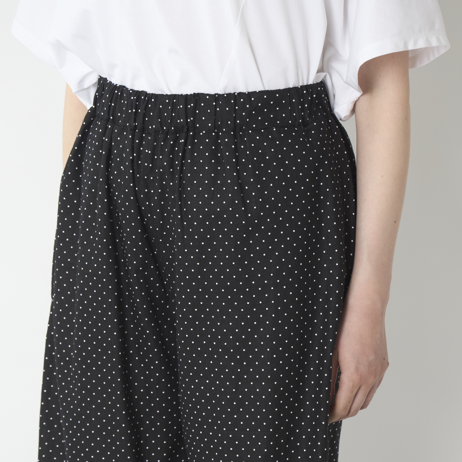 TOKYO BASIC/リネン&コットン ドット柄 ワイドパンツ