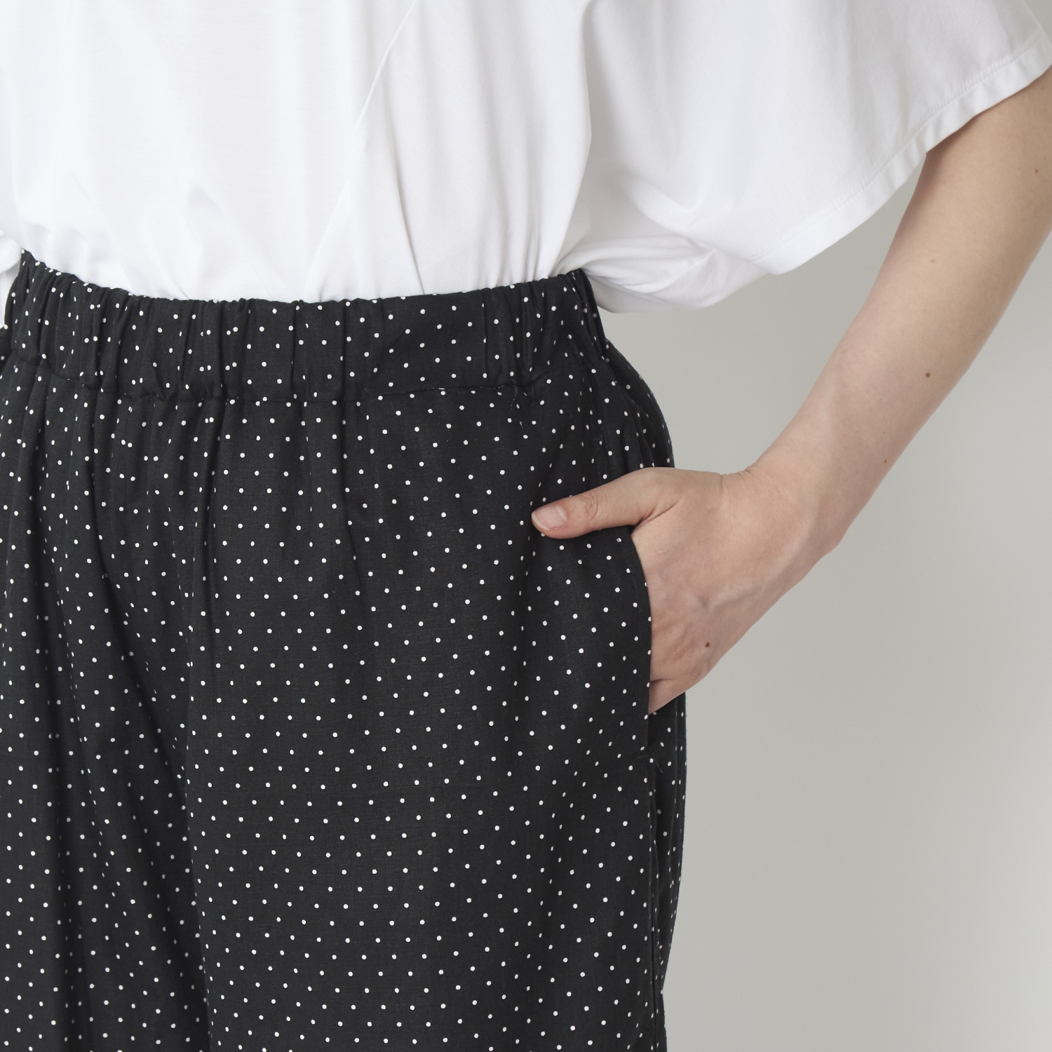 TOKYO BASIC/リネン&コットン ドット柄 ワイドパンツ