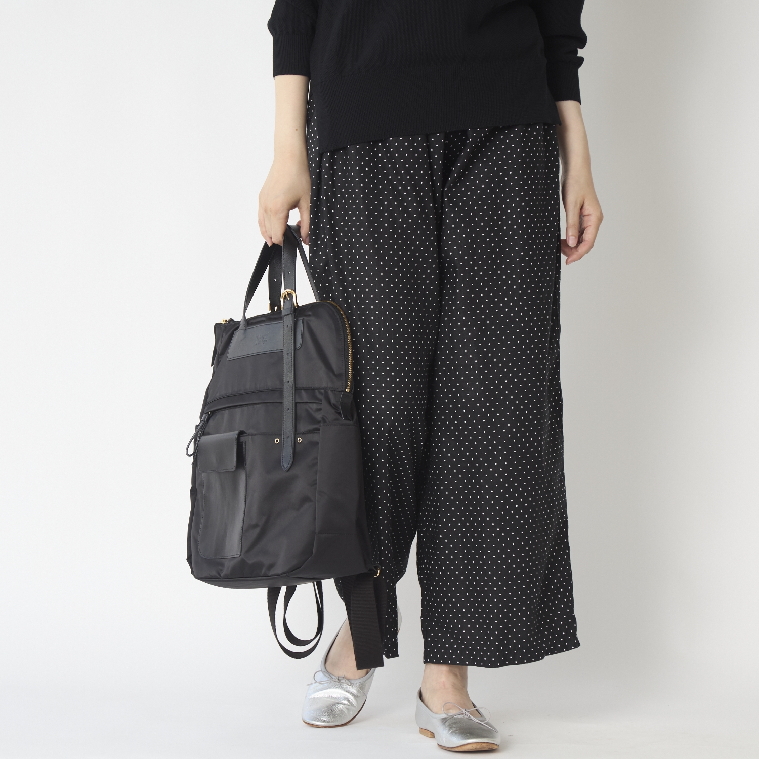 TOKYO BASIC/リネン&コットン ドット柄 ワイドパンツ