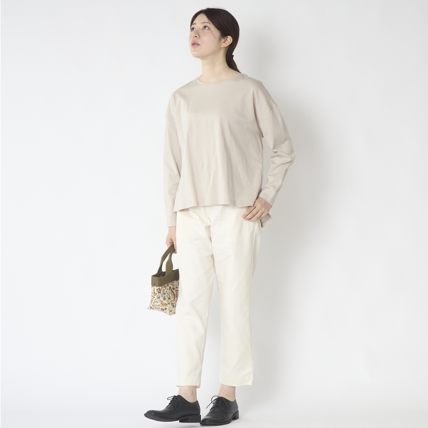 TOKYO BASIC/コットン100％しっかり厚手 ヘリンボンセミワイドパンツ
