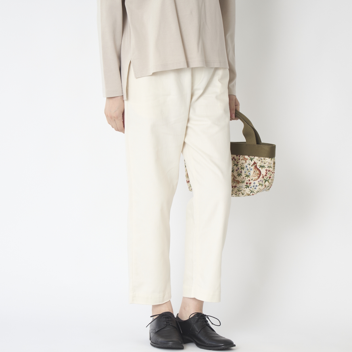 TOKYO BASIC/コットン100％しっかり厚手 ヘリンボンセミワイドパンツ