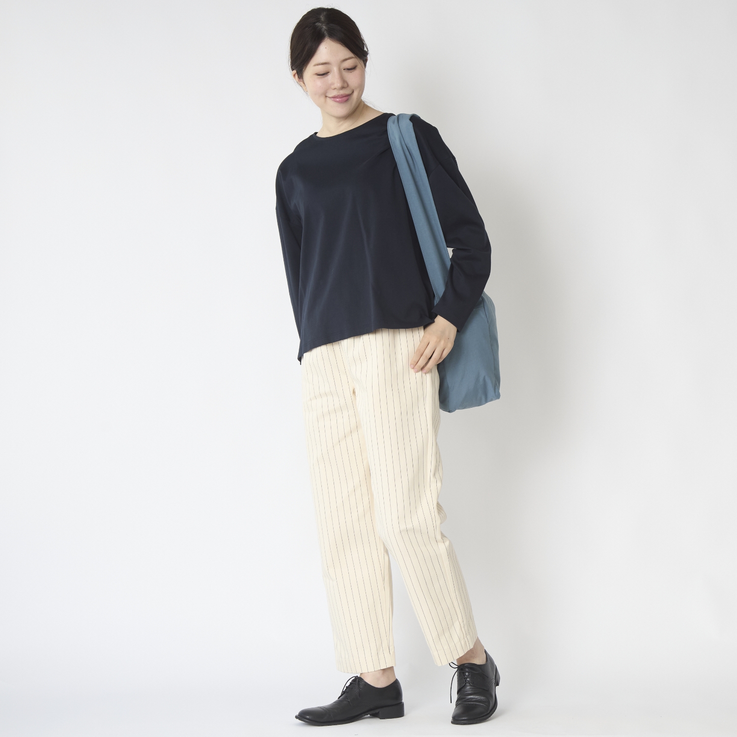 TOKYO BASIC/コットン100％しっかり厚手 ヘリンボンセミワイドパンツ