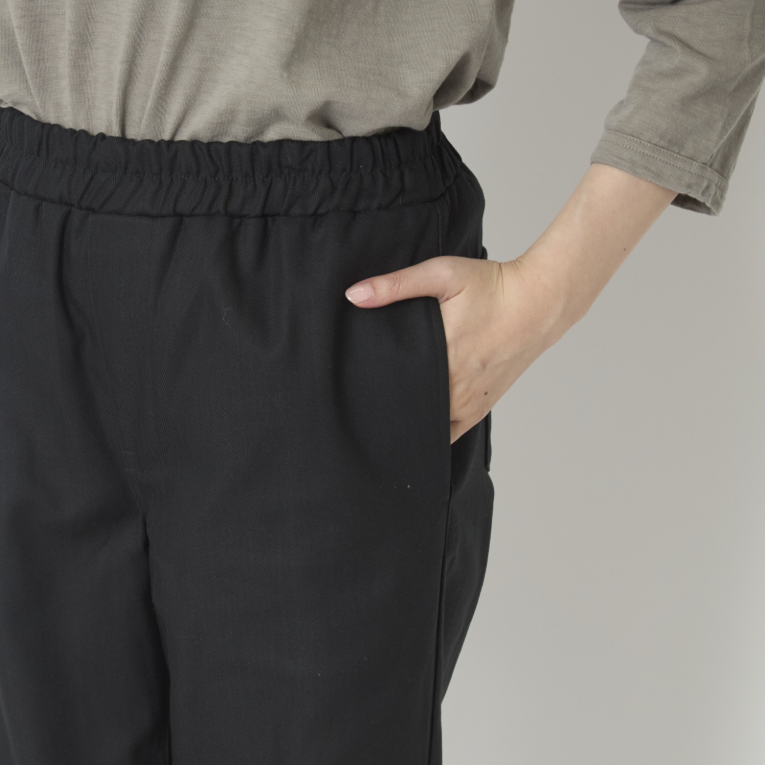TOKYO BASIC/コットン100％しっかり厚手 ヘリンボンセミワイドパンツ
