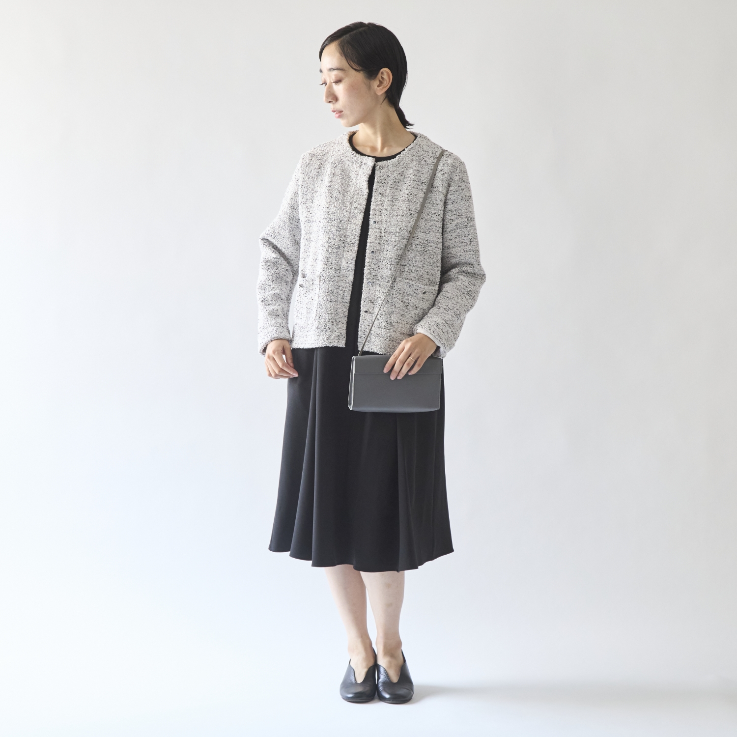 Kilka/ジャケット見えするツイードライクカーディガン