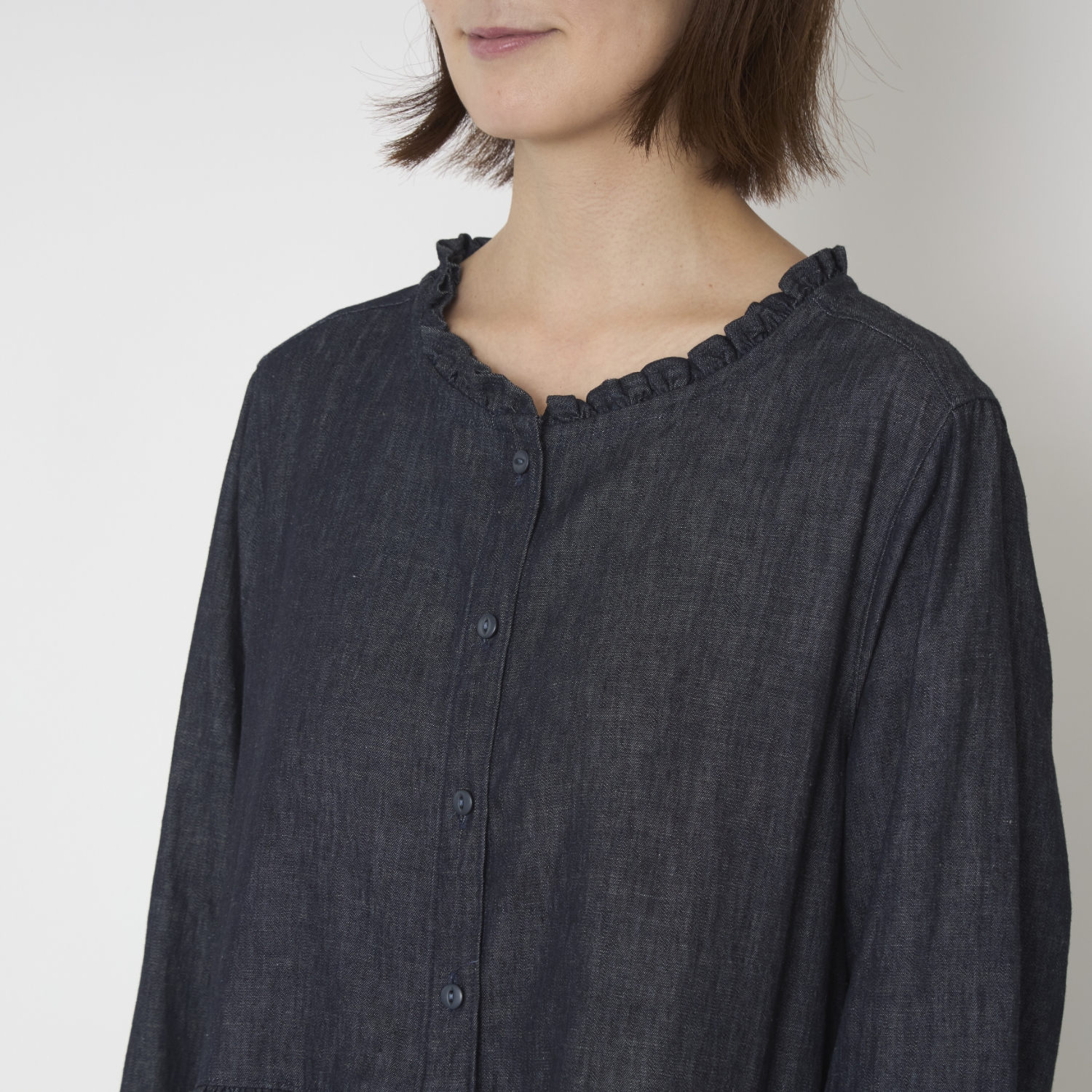 ubasoku/フリル加工比翼ウエストギャザー長袖ワンピース